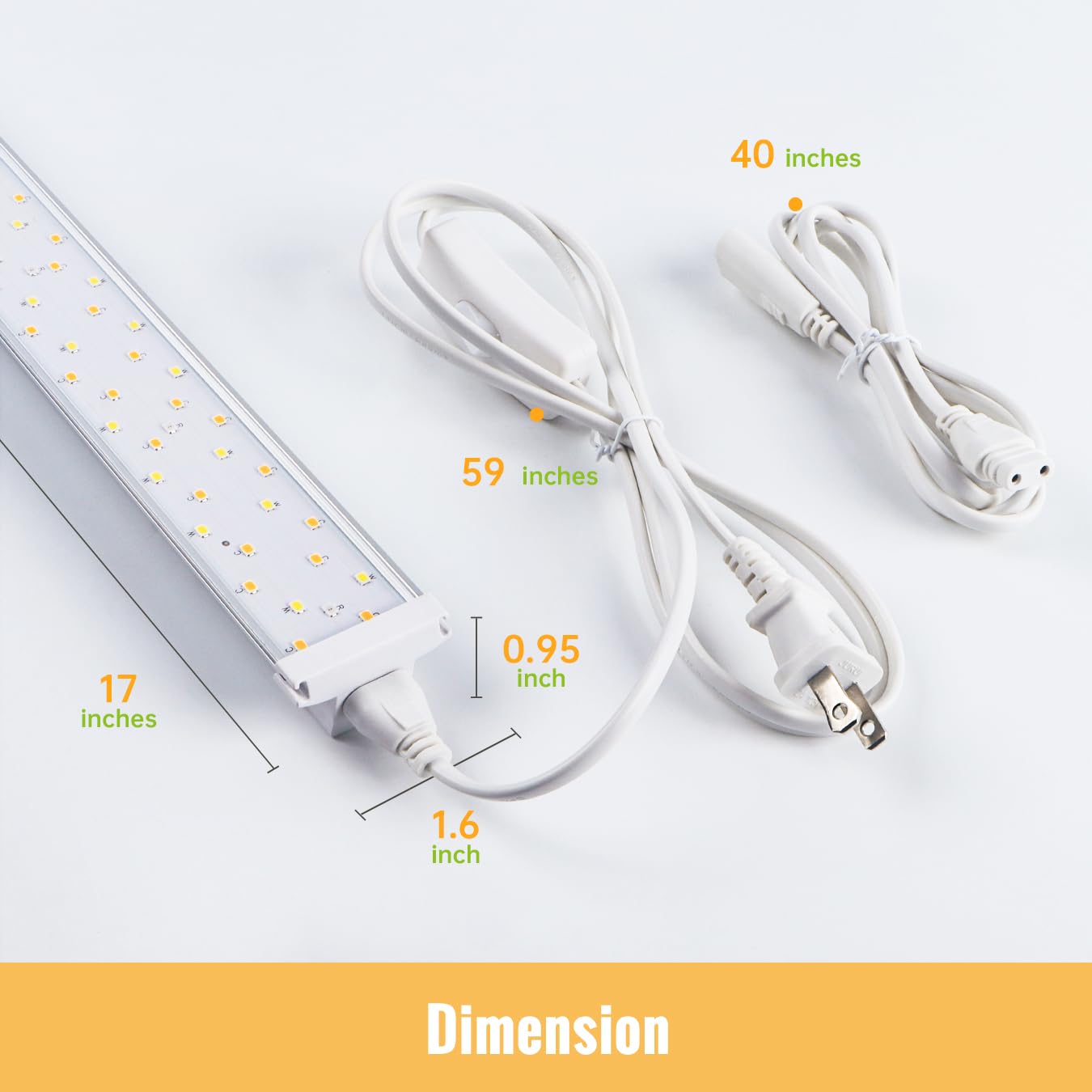6 Pack LED Grow Lights 1.4FT Full Spectrum 660nm 3600K 108W (6×18W) with Reflectors - Indoor Plant Growing Lamp for Hydroponics, Greenhouse & Home Gardening