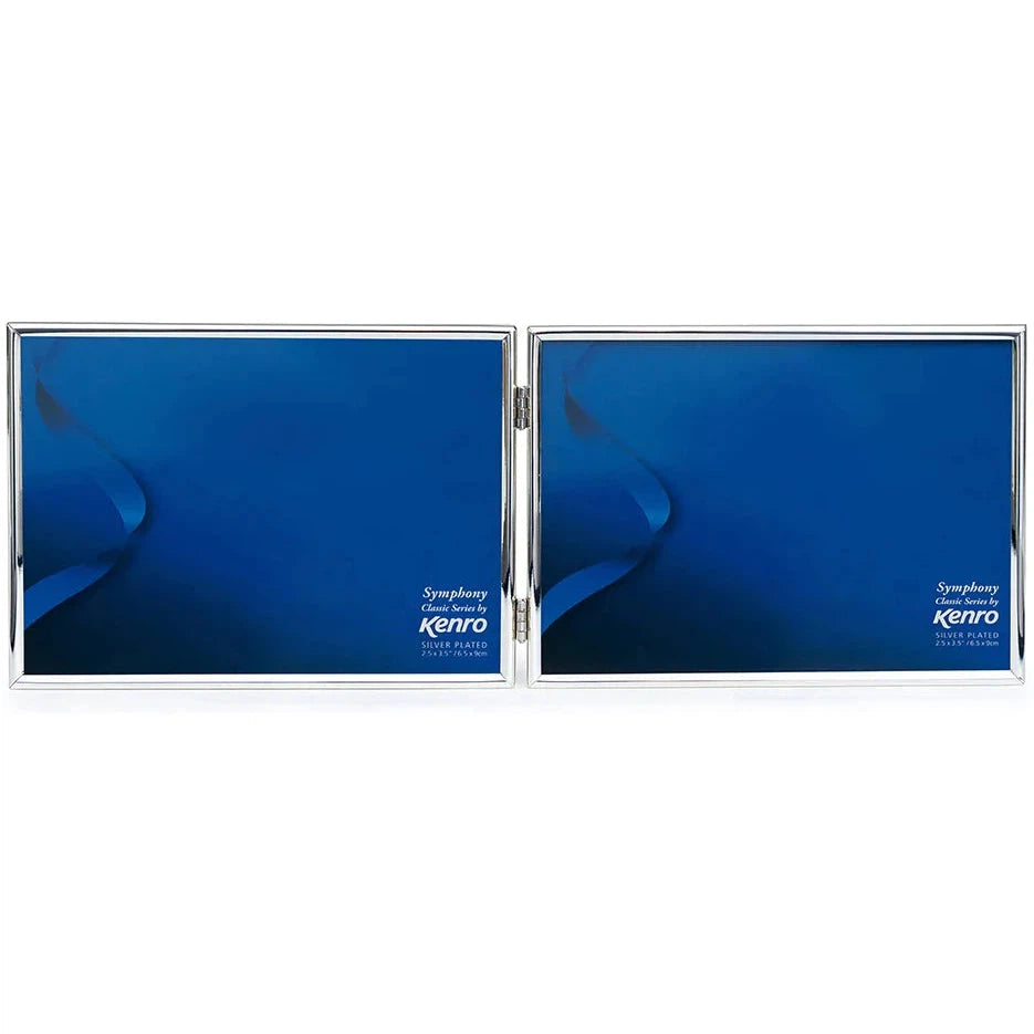 Kenro Symphony Classic Frame - Landscape Double 6x4 Silver Photo Frame - Perfect for Wall Decor, Home Office, and Gift Giving