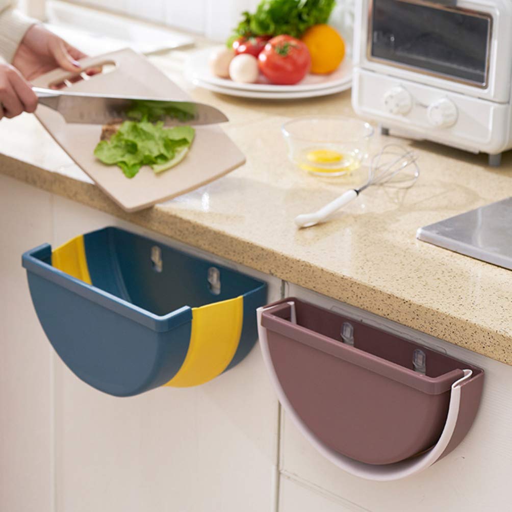 Jojofuny Small Trash Can with Lid - Wall Mounted Garbage Bin, Hanging Storage Basket & Container for Bathroom, Kitchen, Office & Dorm Organization