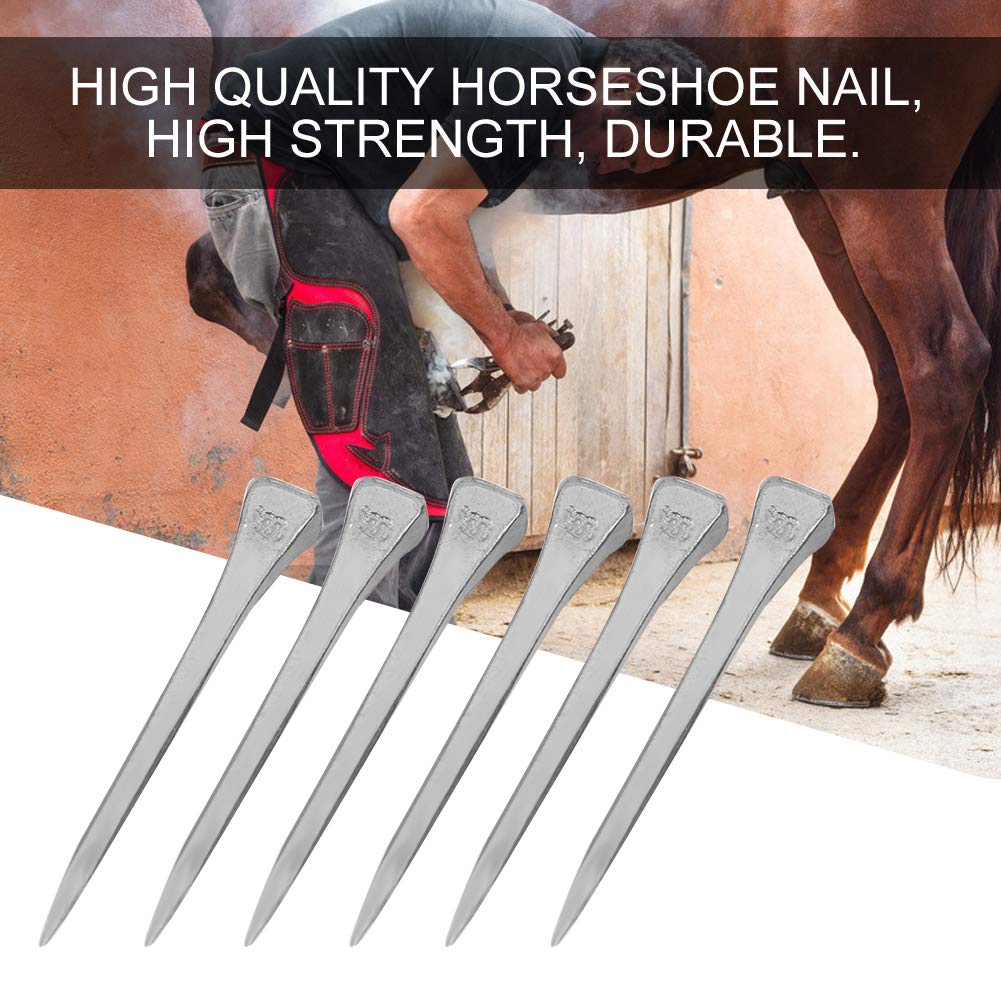 Mokernali 250 Pcs Stainless Steel Horseshoe Nails - 2 Inch Sharp Bevel E5 Horseshoe Nails for Horse Training, Equestrian Sports & Farrier Tools - Perfect for Horse Hoof Care, Blacksmithing & Stable Maintenance