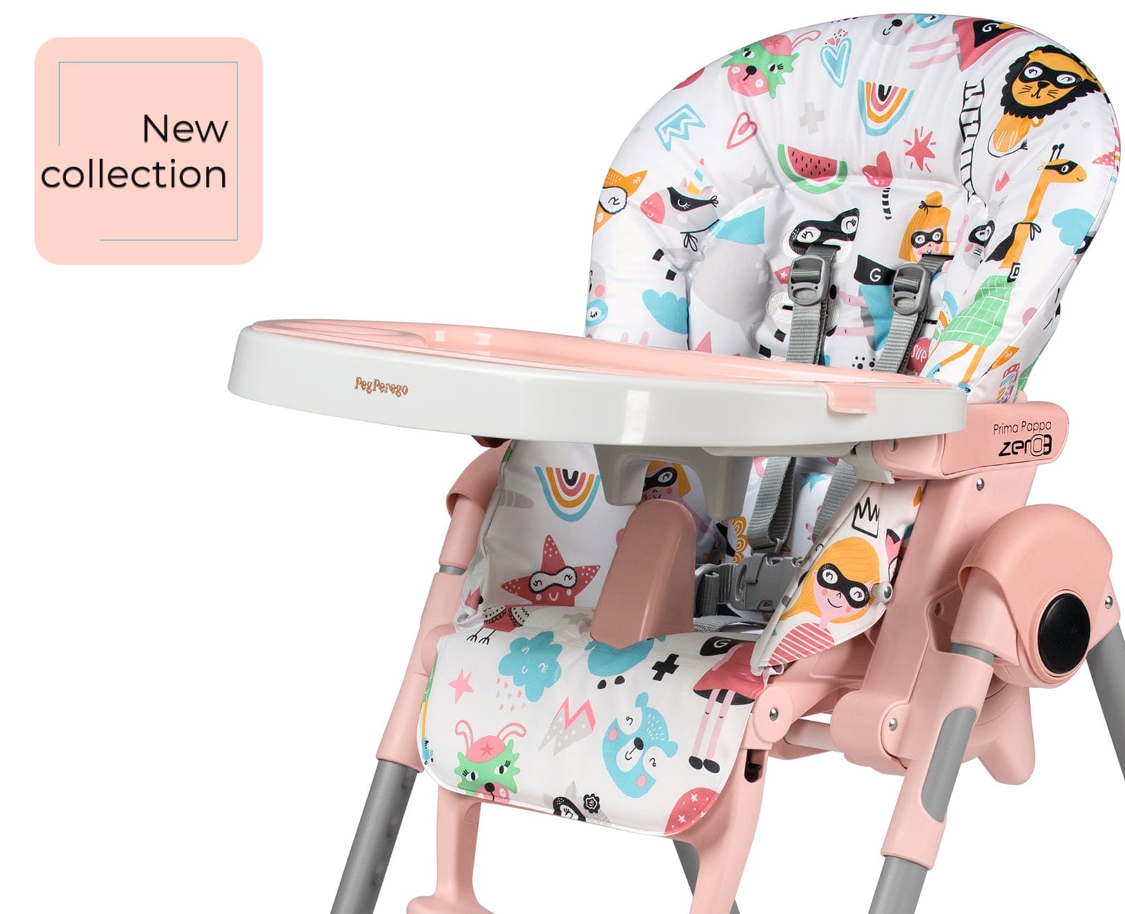Peg Perego Prima Pappa Zero 3 High Chair for Babies - Adjustable Infant Feeding Seat with Removable Tray - Perfect for Home Dining & Weaning (Blue)