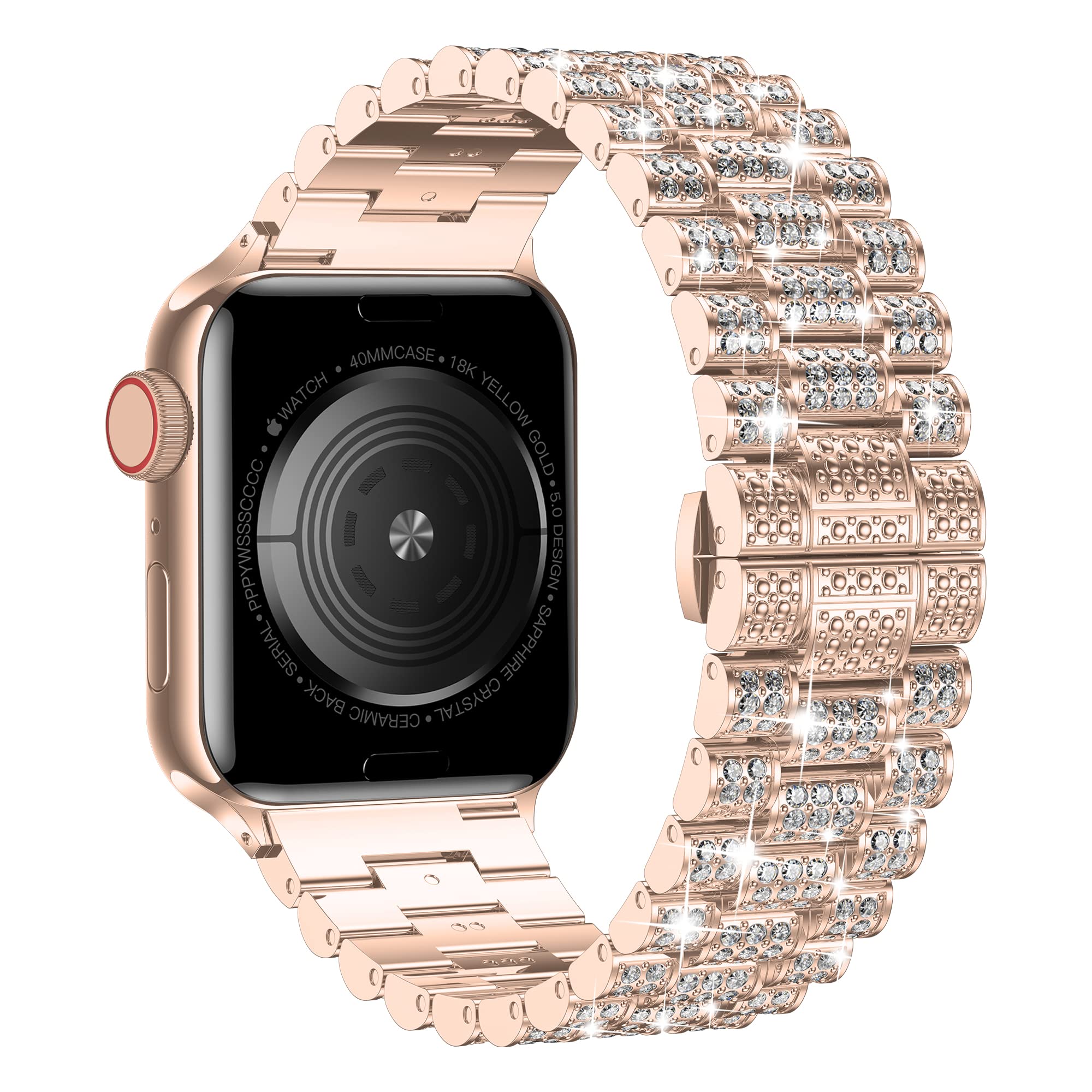 Luxury Diamond Metal Apple Watch Band for Women - Compatible with Series 10/9/8/7/6/SE/5 & All Models (38mm-49mm) | Elegant Bling Strap for Daily Wear, Work & Special Occasions