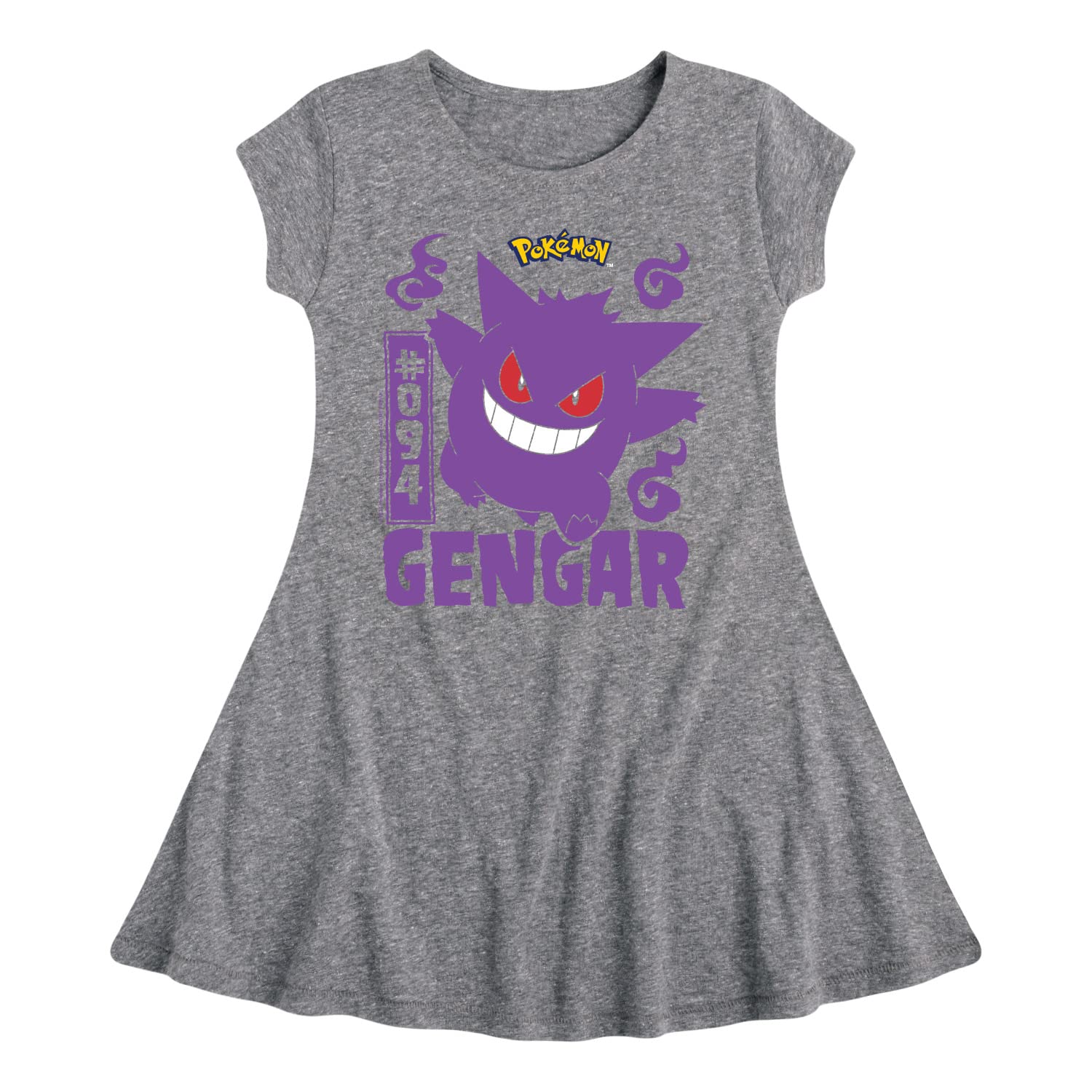 **Pokémon Gengar Youth Girls Fit and Flare Dress - Cute Anime Cosplay Costume for Halloween, Birthday & Themed Parties**