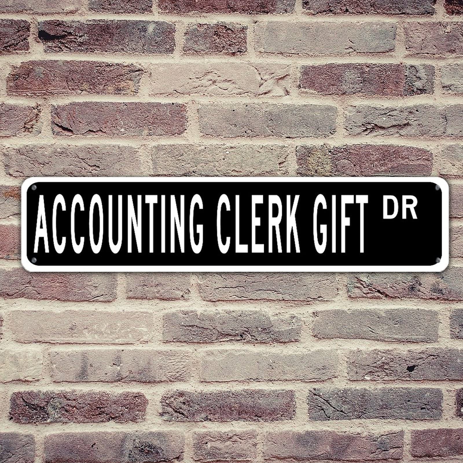 Personalized Retro Black Accounting Clerk Office Sign - UV Protected Fade-Resistant Metal Career Decor for Garage, Workshop & Garden (4x18in)