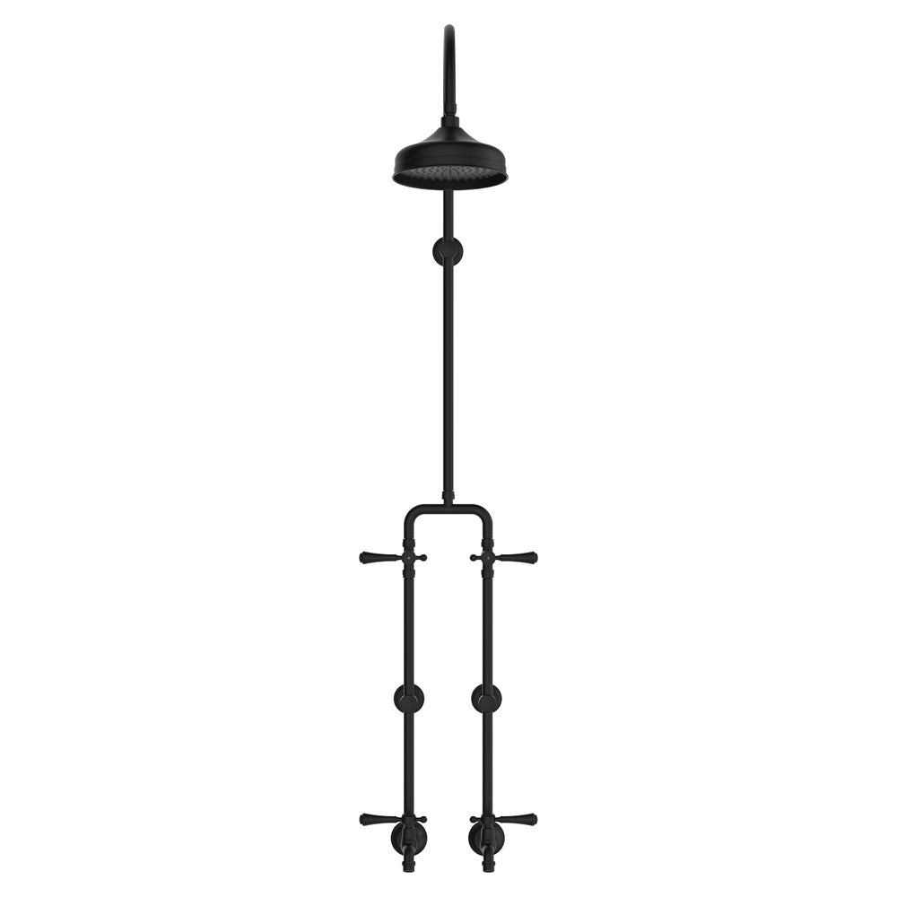 Fienza 455123BL Lillian Matte Black Exposed Rail Shower & Bath Faucet Set - Modern Bathroom Fixture for Spa-Like Shower Experience