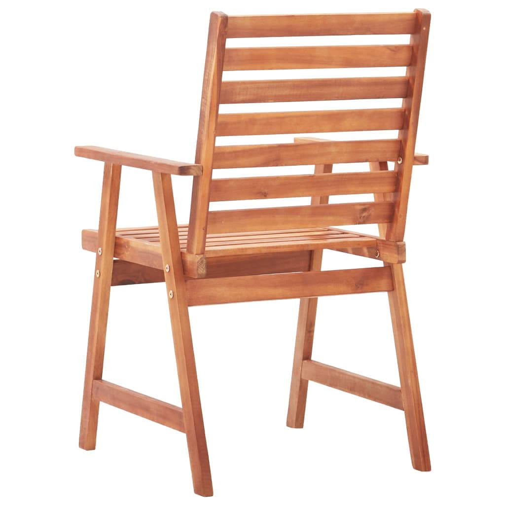 vidaXL 3-Piece Acacia Wood Patio Dining Chairs Set with Cushions - Solid Wood Outdoor Garden Chairs, Retro Style Slat Back Design - Perfect for Backyard, Deck, Poolside & Outdoor Dining Areas
