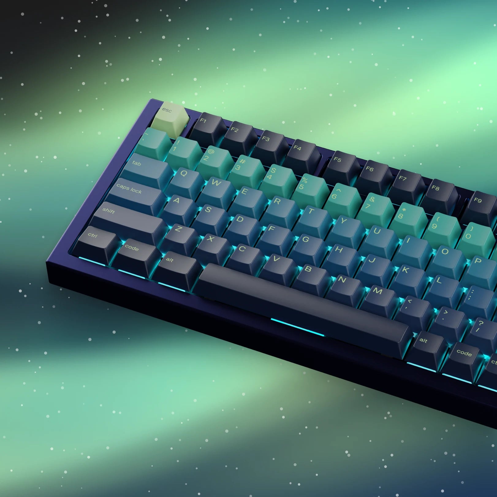GPBT Northern Lights Keycaps - Custom Mechanical Keyboard Keycaps for Gaming & Typing (Aurora Borealis Design) | Perfect for PC, Mac, RGB Setup & Streamer Battlestations