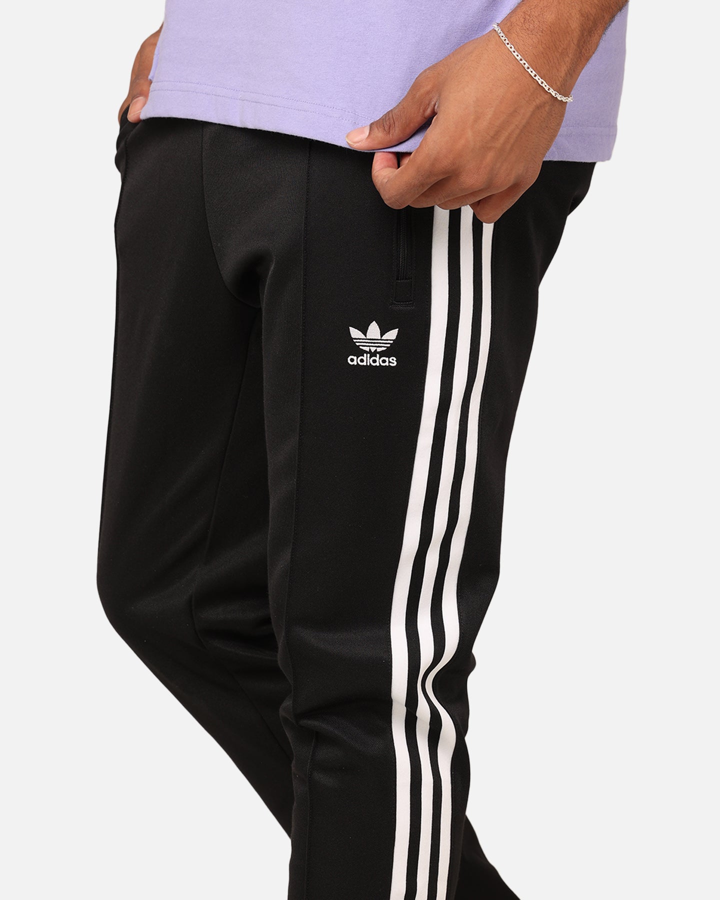 Adidas Adicolor Classics Beckenbauer Track Pants for Men - Black/White - Comfortable Athletic Joggers for Running, Training & Casual Wear