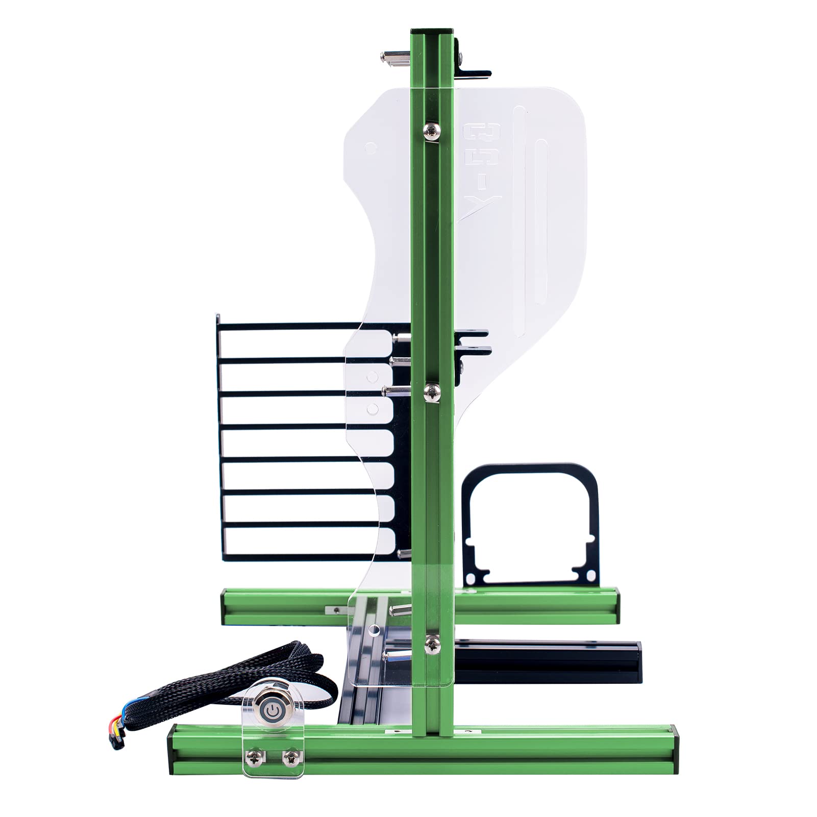 **Dpofirs ATX Computer Open Air Case Bracket - Mini ITX, Micro ATX, ATX PC Aluminum Test Bench, Vertical Overclocking Open Frame, Full Naked Heat Dissipation (Green & Black) - Ideal for PC Builders, Gamers, and Overclocking Enthusiasts**