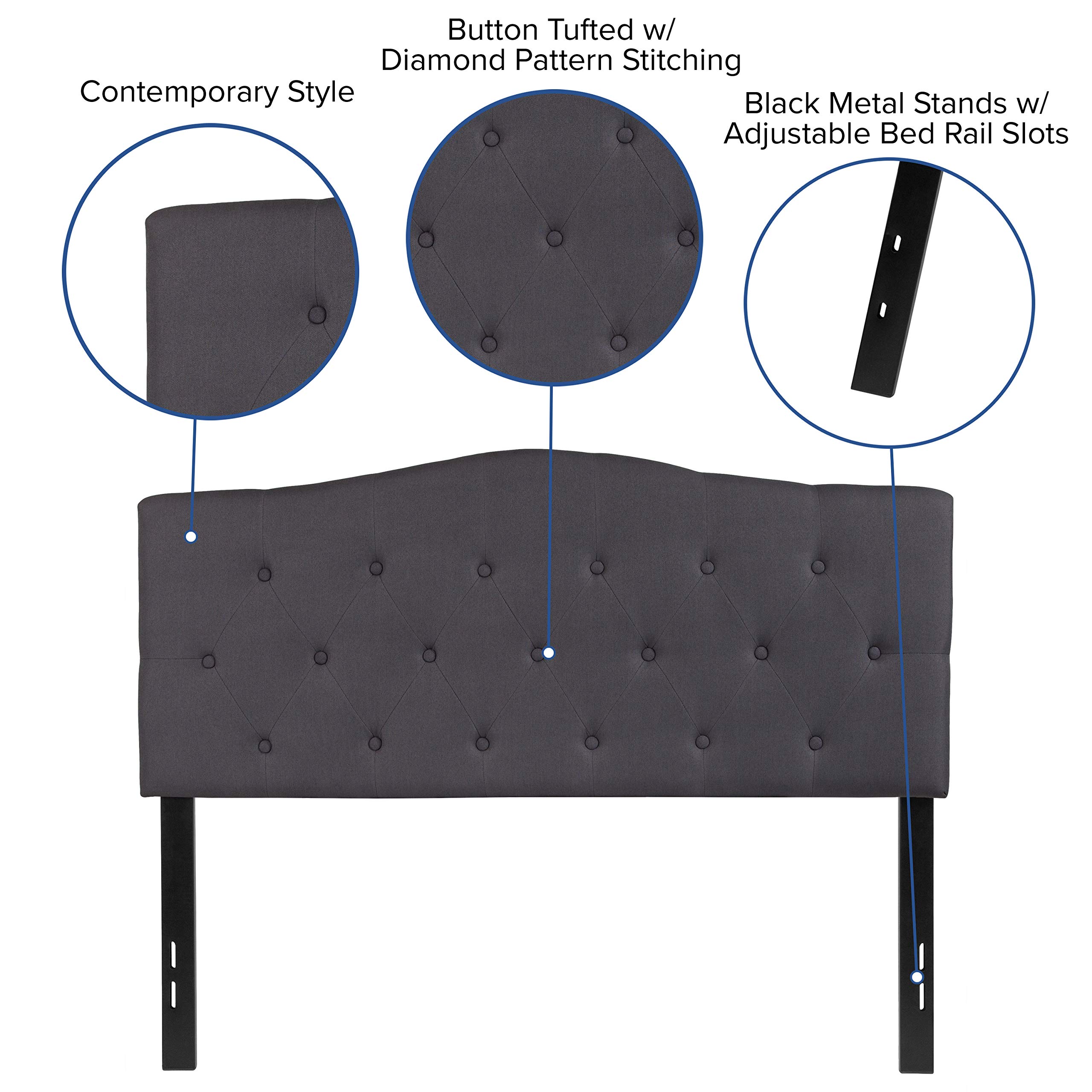 Dark Gray Tufted Upholstered Full Size Headboard - Luxurious Bedroom Decor for Master & Guest Rooms - Perfect for Modern, Contemporary & Farmhouse Style Bedrooms
