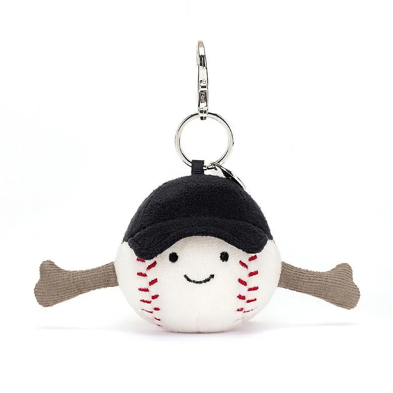 Jellycat Amuseables Sports Baseball Bag Charm - Cute & Soft Plush Keychain for Backpacks, Purses & Gifts | Baseball Fan Accessories for Kids & Adults