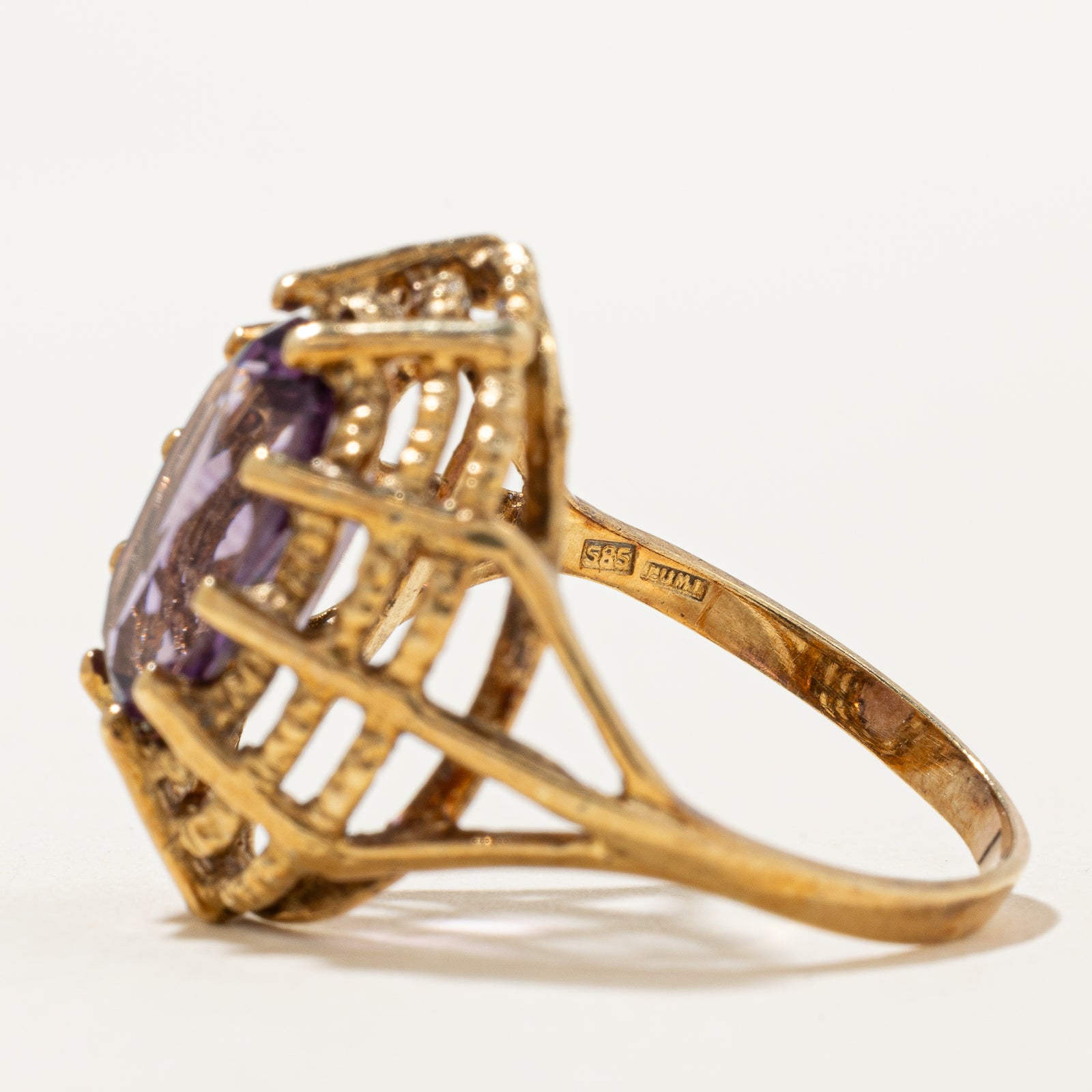 2.60ct Amethyst Webbed Dome Ring - Size 8.5 | Elegant Purple Gemstone Jewelry for Women | Perfect for Weddings, Parties & Special Occasions