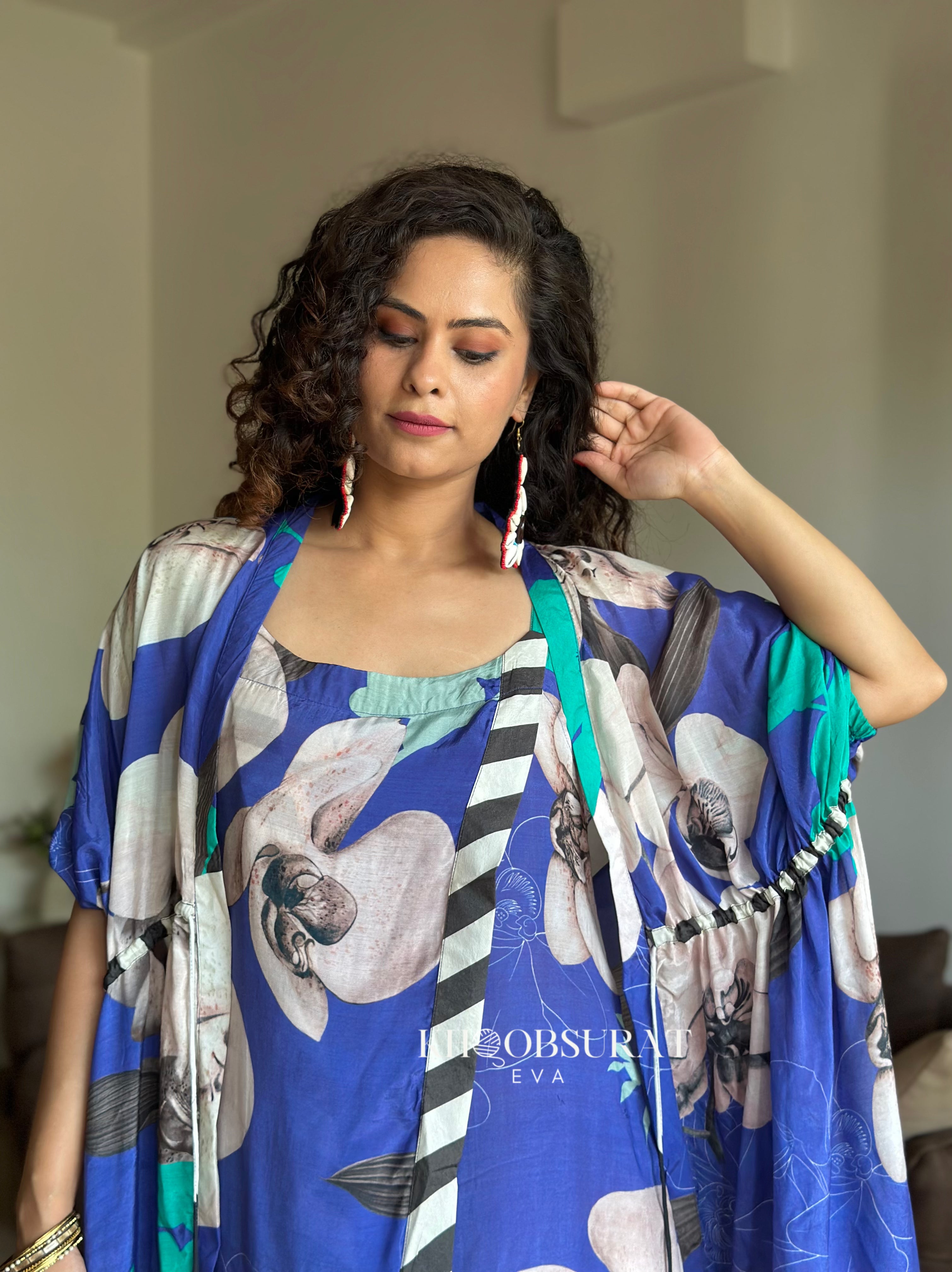 Breezy Blue Casual Shrug Dress - Lightweight Summer Cover-Up for Beach, Brunch & Outdoor Events