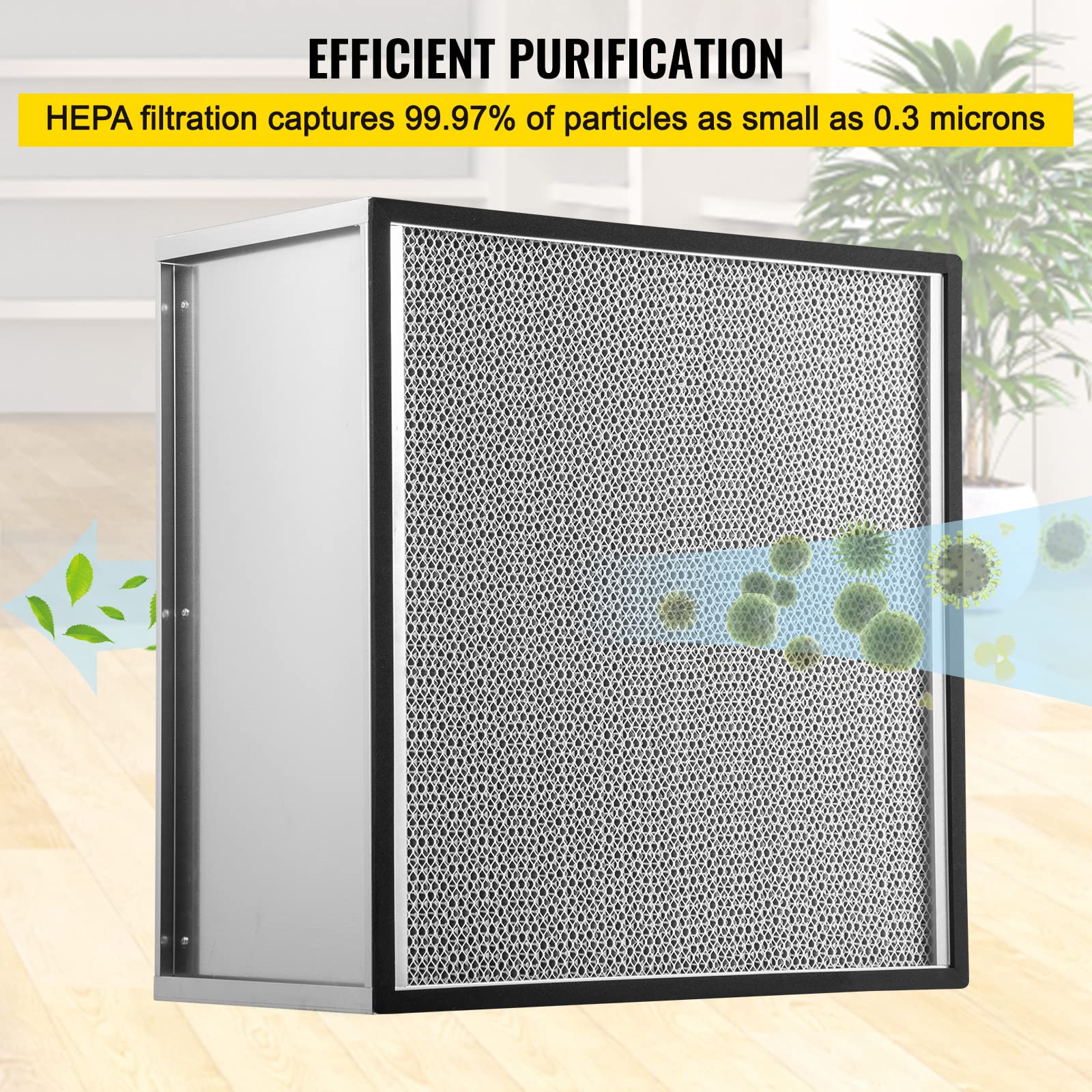 VEVOR 24x24x11.5 Inch HEPA Air Filter Replacement - 99.97% Efficiency Pleated Air Scrubber with Galvanized Frame, Compatible with Novair 2000 - Perfect for Home, Office and Commercial Air Purification Systems