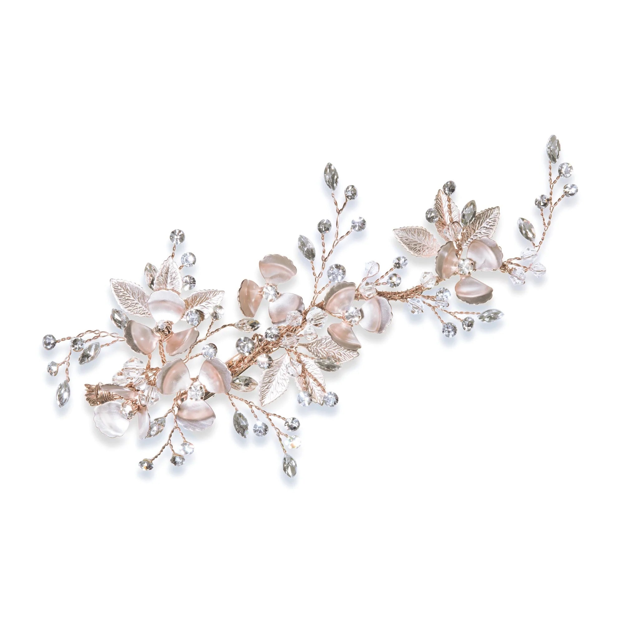 Elegant Rose Gold Bridal Hair Clip with Sparkling Crystals - Perfect for Weddings, Prom & Special Occasions | SIREN