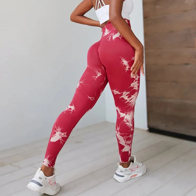 Tie Dye Yoga Pants for Women - High Waist Seamless Workout Leggings with Push Up Effect - Gym Running Fitness Tights - Perfect for Yoga, Pilates & Lounge Wear