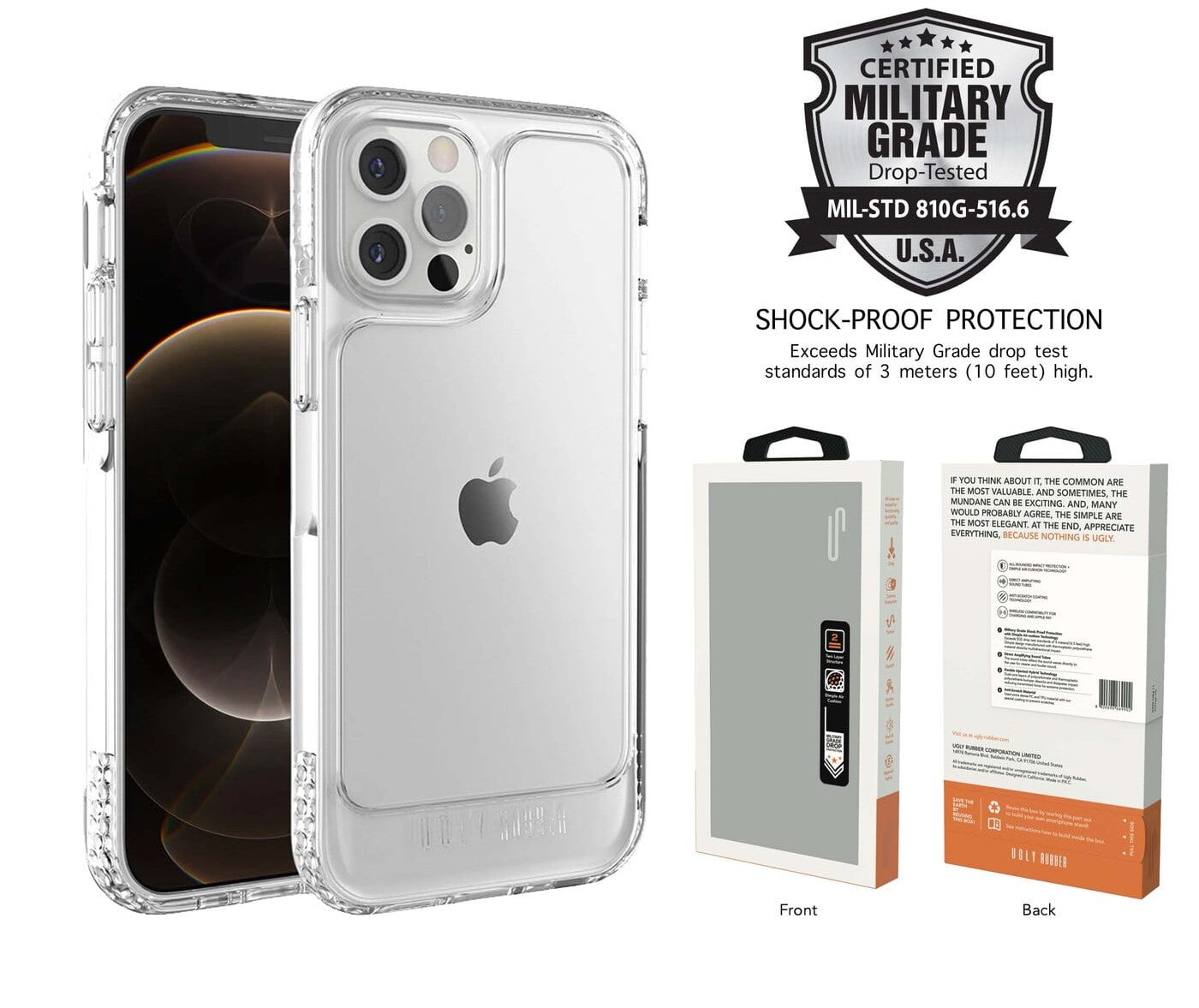 Ugly Rubber U Model Bumper Clear Case for iPhone 12/12 Pro - Shockproof Protective Cover - Perfect for Outdoor Activities & Daily Use