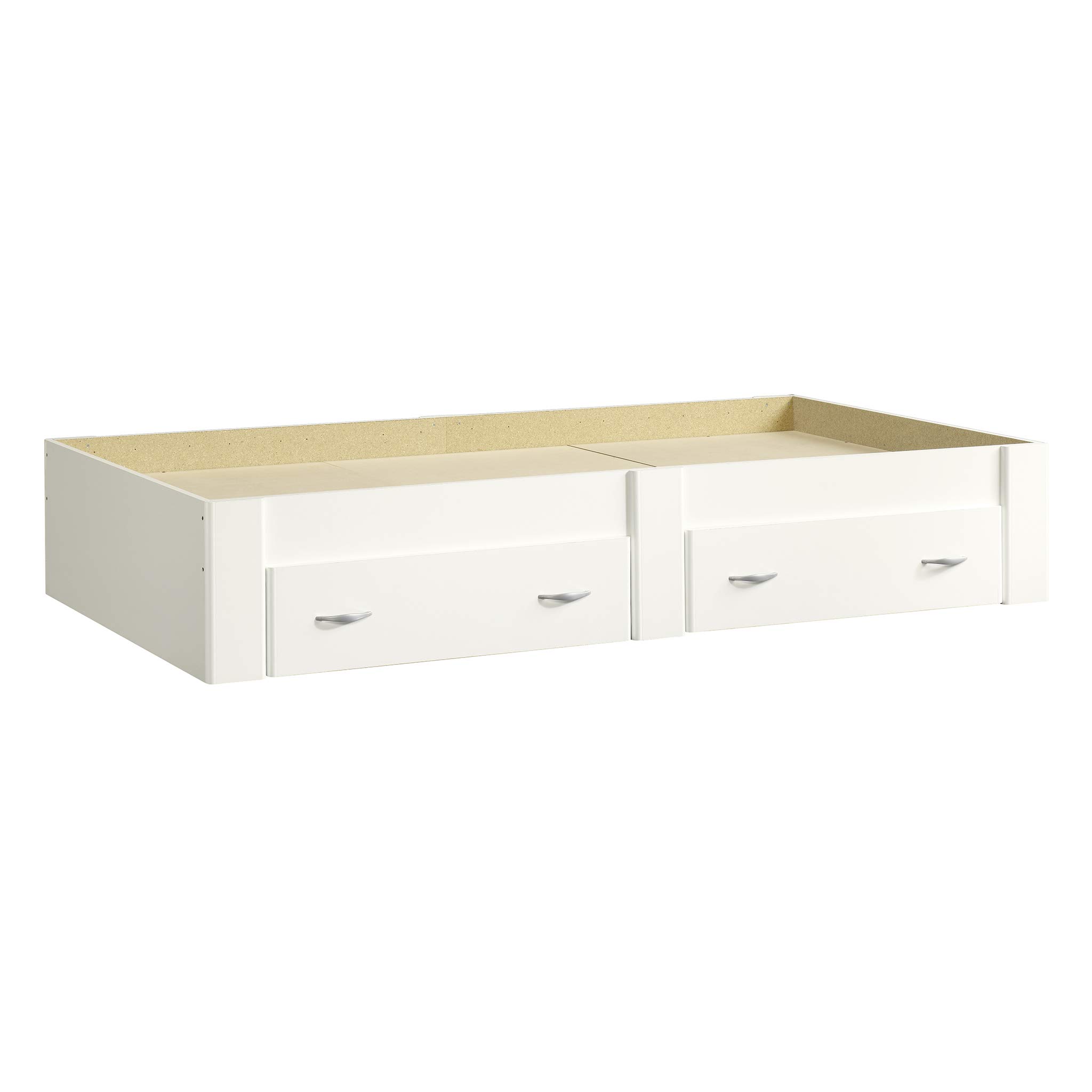 Sauder Beginnings Twin Size Platform Bed with Storage Drawers, Soft White Finish - Perfect for Kids Bedroom, Guest Room & Small Space Furniture Solution