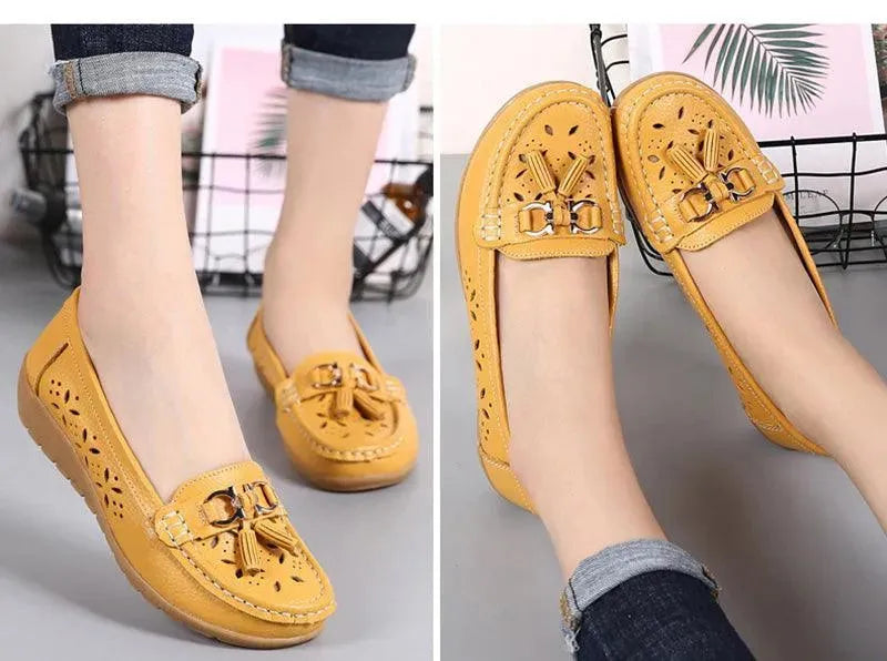 Elegant Ballerina Leather Flat Shoes for Women - Comfortable & Stylish Ballet Flats for Casual Wear, Office, and Dance Practice