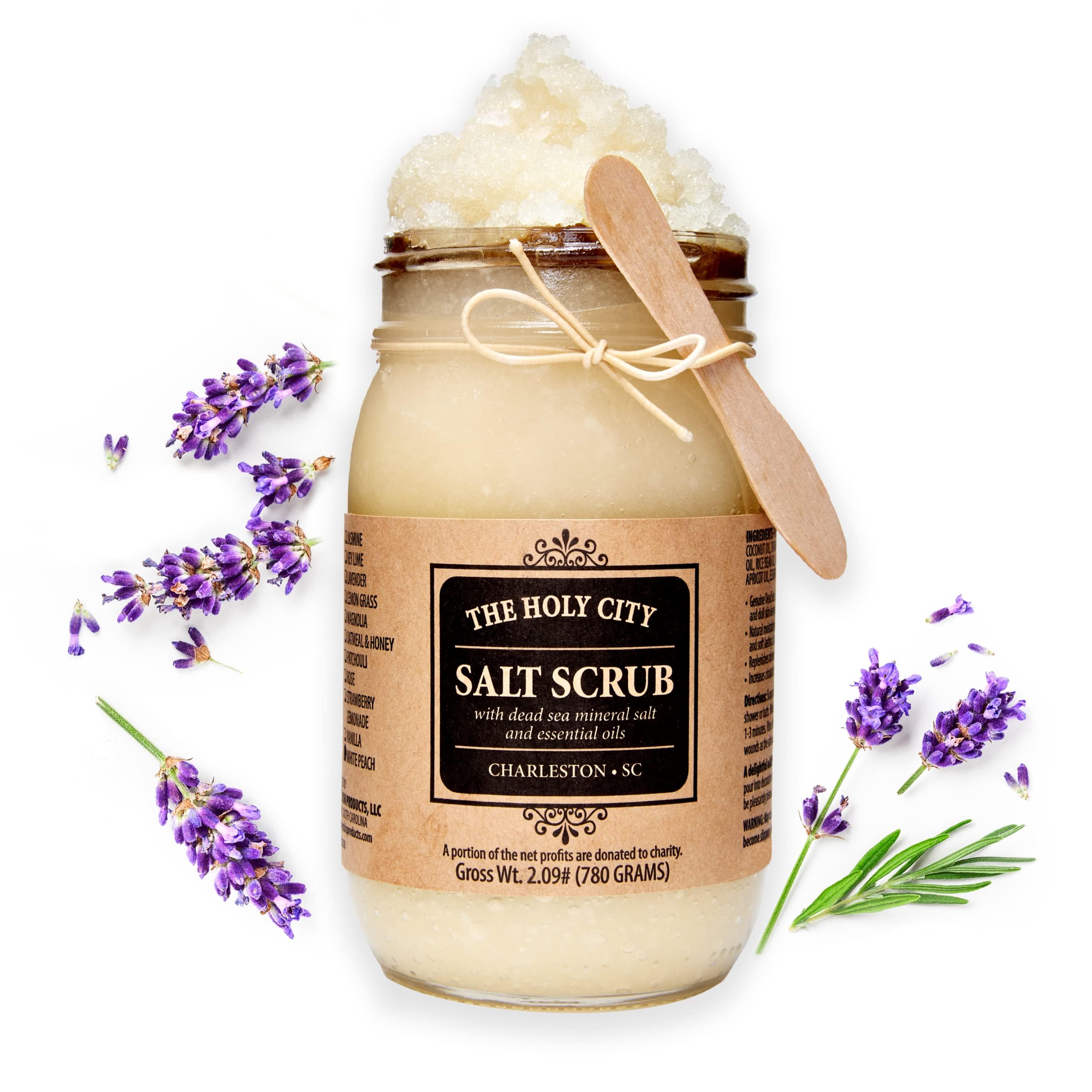 Pure Dead Sea Salt Exfoliating Body Scrub - 16 fl oz Hydrating & Moisturizing Skin Care for Body Acne, Eczema & Wrinkles - Lavender Scented Hand & Body Scrub for Smooth Skin - Perfect for Spa Day & Dry Skin Treatment