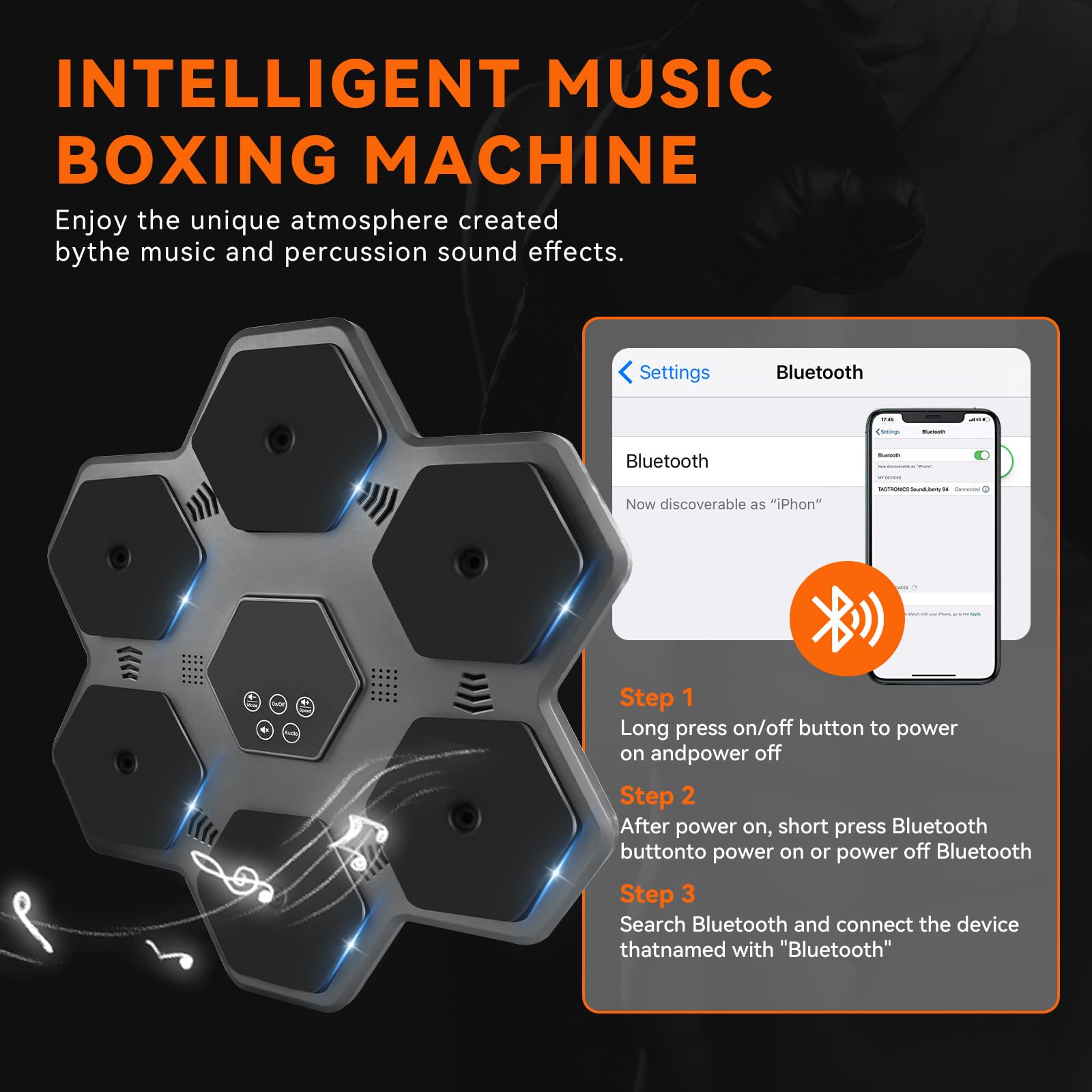 2025 Upgraded Smart Bluetooth Music Boxing Machine with Gloves - Wall Mounted Electronic Punching Target for Home Gym & Fitness Training - Boxing Equipment for Adults with Music Sync & LED Display - Perfect for Home Workouts, Stress Relief & Boxing Training