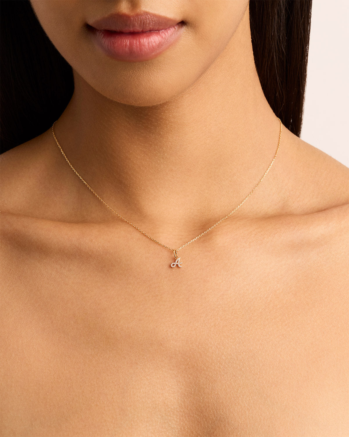 14K Solid Gold Forever Love Diamond Letter Necklace Pendant - Personalized Initial Jewelry Gift for Women, Perfect for Valentine's Day, Anniversary & Special Occasions