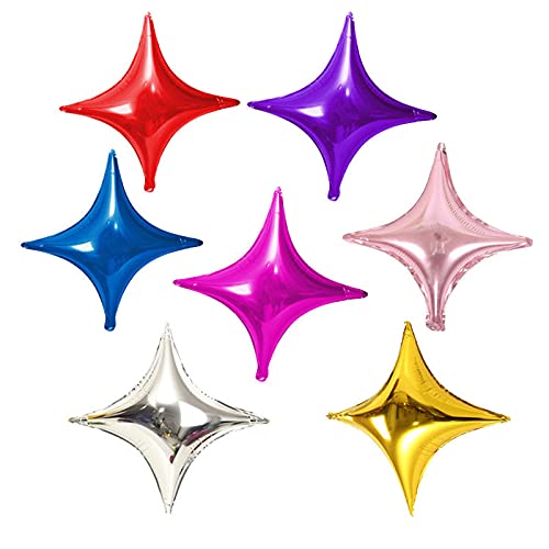 70 Pieces 10-Inch Colorful Star Foil Balloons - Four-Pointed Mylar Balloons for Wedding, Birthday, Prom, Bridal Shower, Anniversary & Graduation Party Decorations - Perfect for Indoor & Outdoor Celebrations