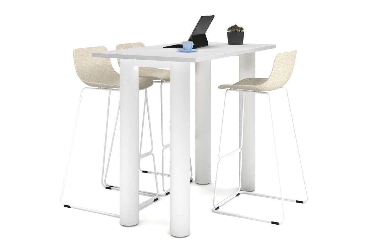 Quadro Cylinder Legs Counter Table - 1200L x 700W - Modern Kitchen Island & Bar Stool Dining Set for Home & Restaurant Use