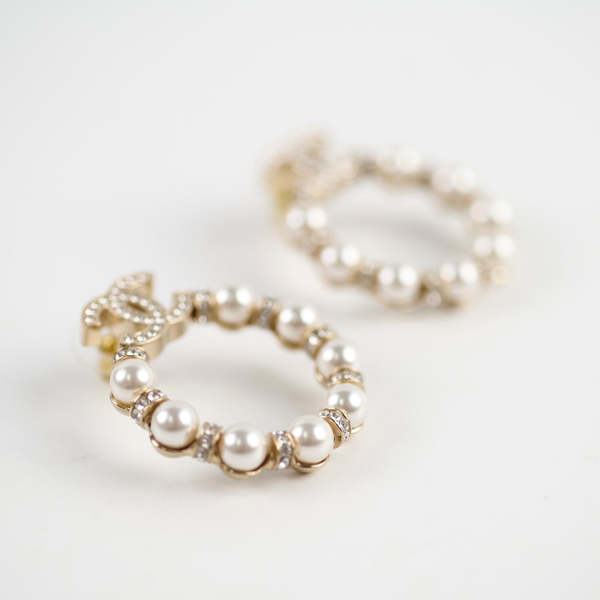 Chanel CC Logo Pearl Wreath Earrings - Luxury Fashion Jewelry for Women | Perfect for Parties, Weddings & Special Occasions