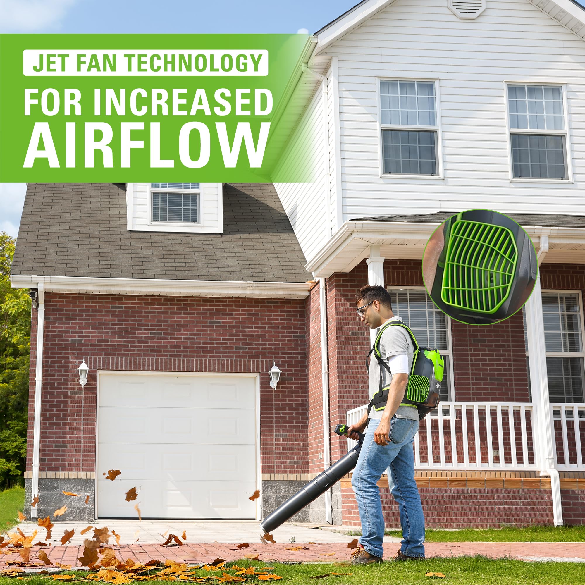 Greenworks 40V Cordless Brushless Backpack Leaf Blower - 165 MPH, 660 CFM, 8.0Ah Battery & Charger Included - Compatible with 75+ Tools - Ideal for Yard Cleaning, Leaf Removal & Landscaping