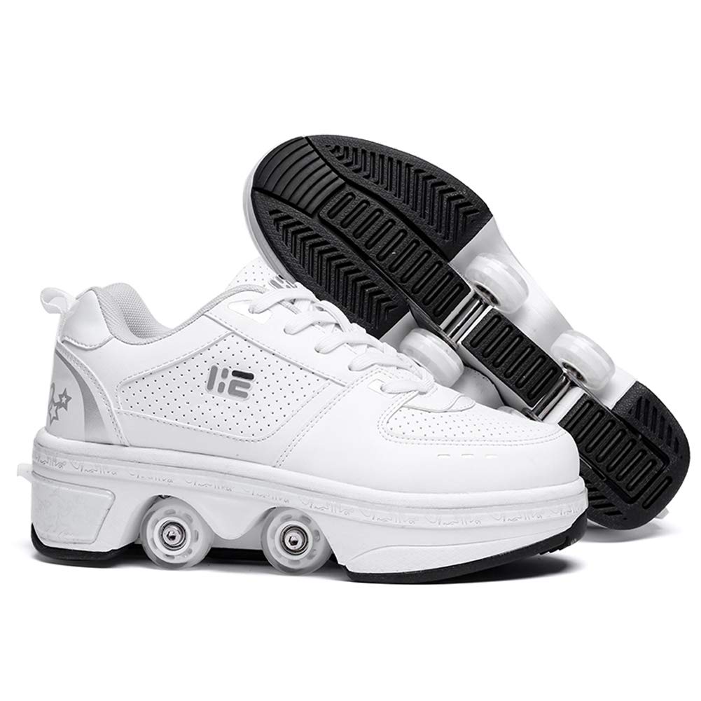 KOFUBOKE Retractable Roller Shoes for Adults & Kids - Adjustable Heel Wheels for Men, Women & Youth - Perfect for Commuting, Fitness & Outdoor Fun