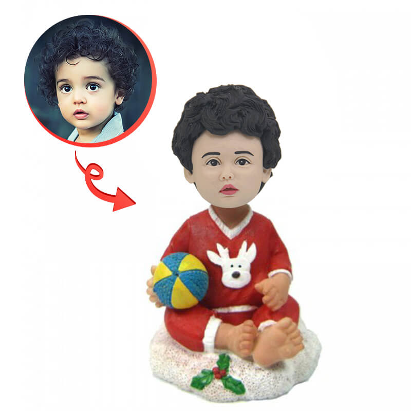 Personalized Christmas Baby Bobblehead with Ball - Unique Holiday Gift for Newborns & Parents | Perfect for Nursery Decor, Baby Showers & Christmas Celebrations