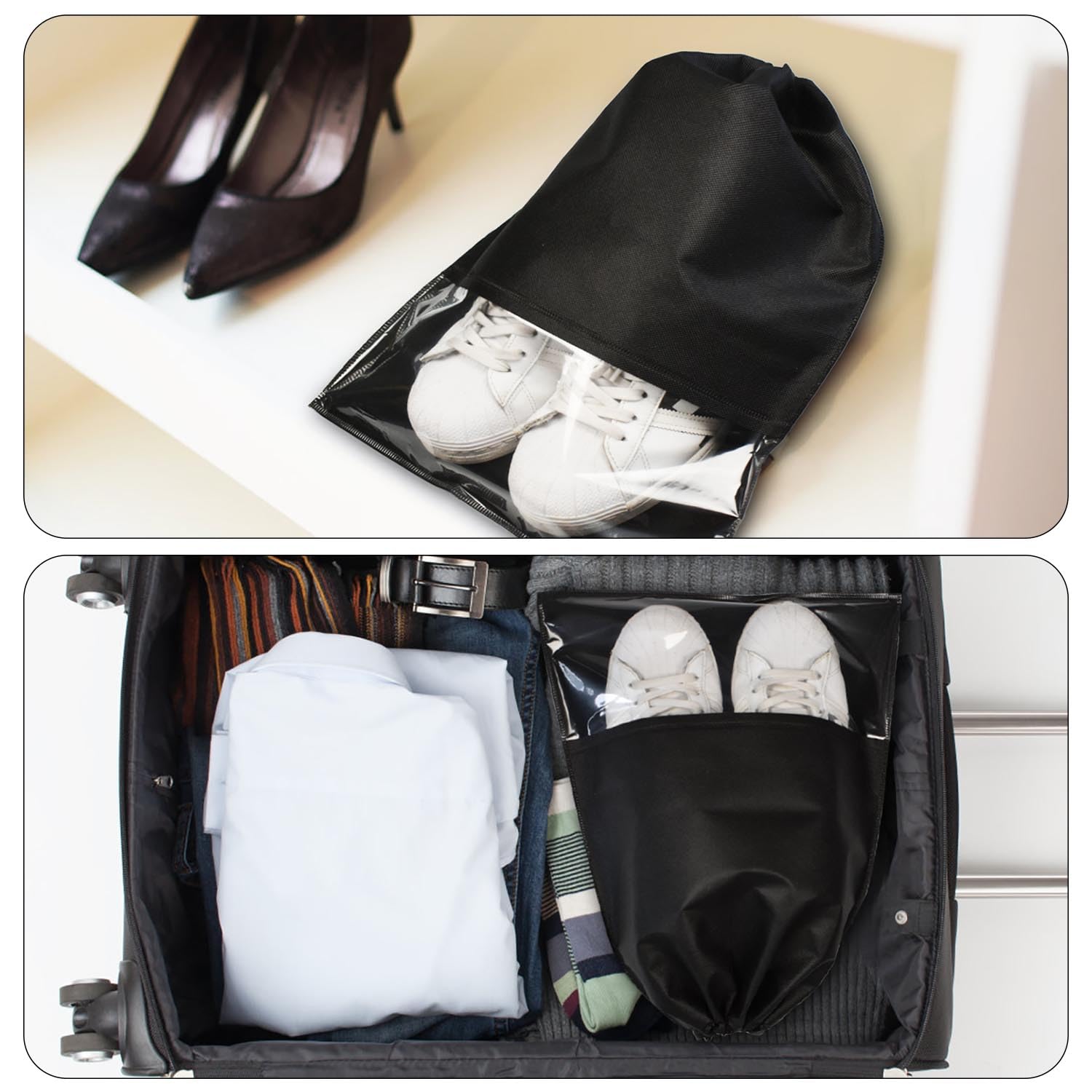 8PCS Travel Shoe Bags with Drawstring - Breathable Shoe Pouches for Men & Women - Large Shoe Organizer for Gym, Sports, Vacation & Storage