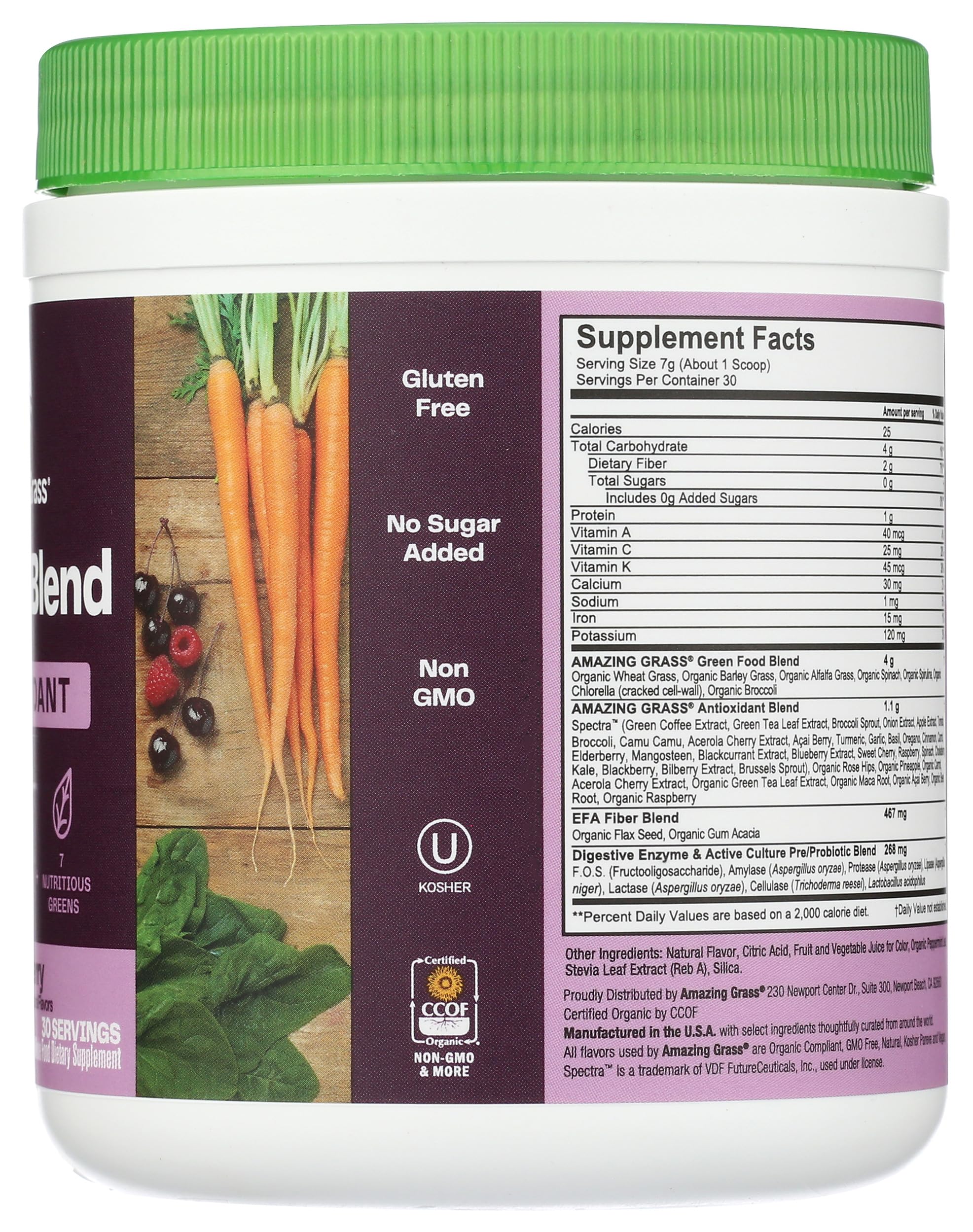 Amazing Grass Sweet Berry Antioxidant Superfood Powder - 7.4 oz | Organic Energy Boost & Immune Support | Perfect for Smoothies, Yogurt & Post-Workout Recovery