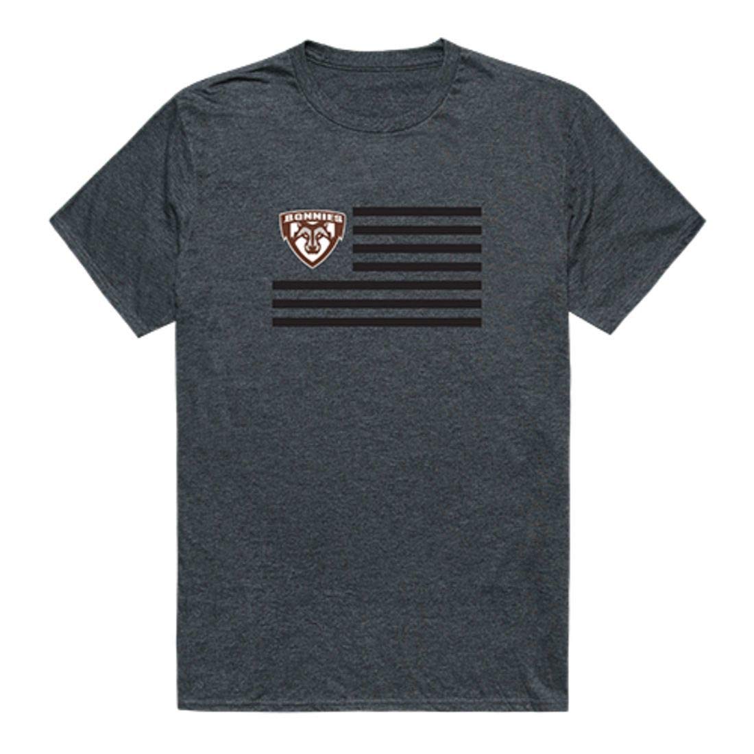 SBU St. Bonaventure University Bonnies USA Flag Graphic T-Shirt - Heather Charcoal - Comfortable Cotton Tee for School Spirit & Game Day