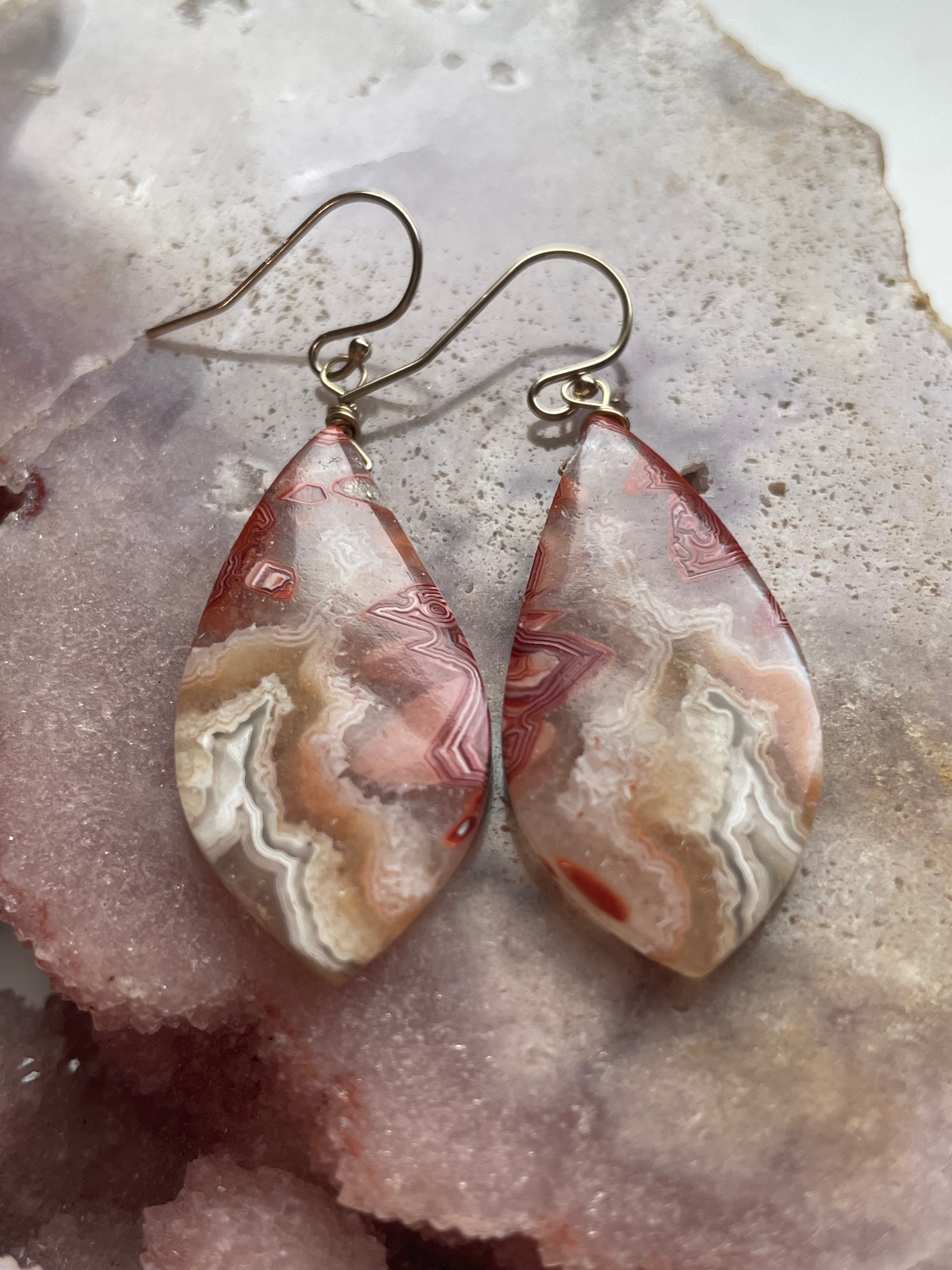 Crazy Lace Agate Earrings - Gold Filled Handmade Boho Jewelry for Women | Perfect for Parties, Weddings & Everyday Wear