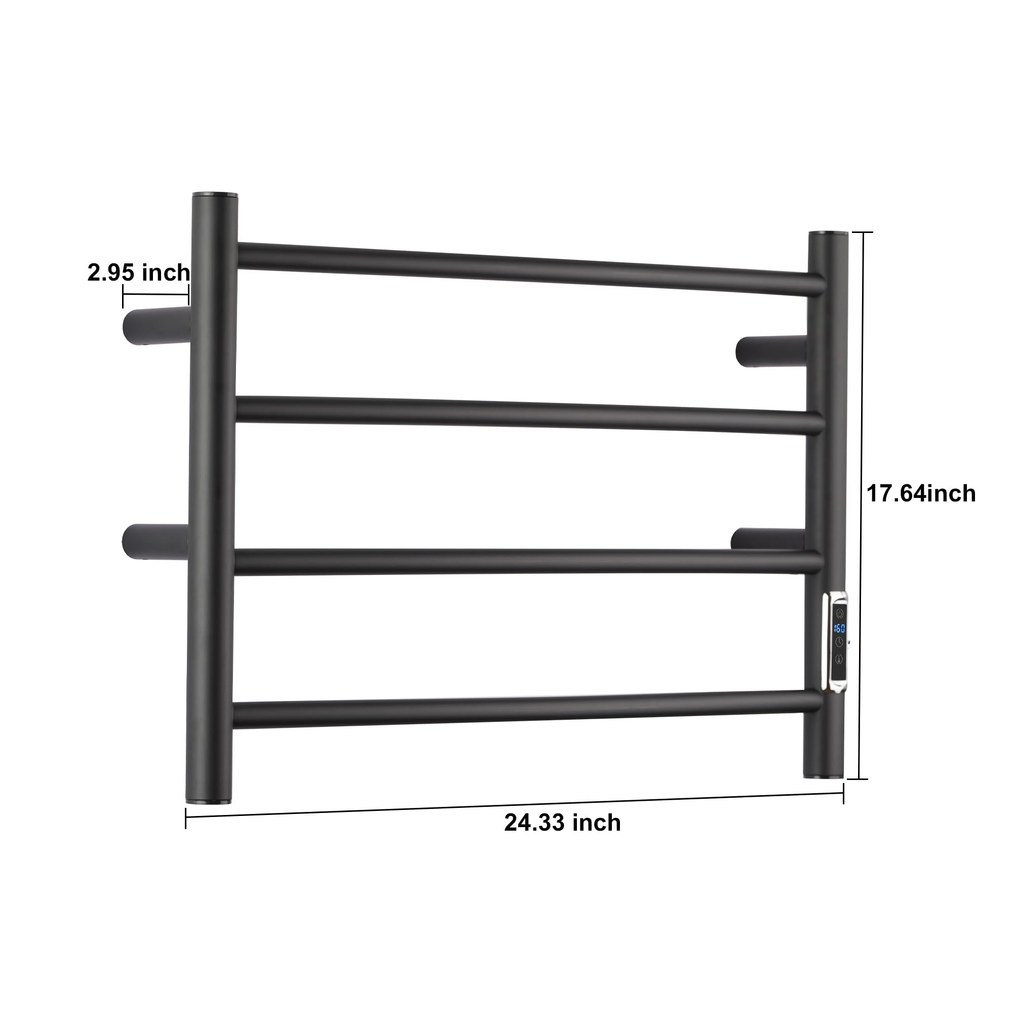 Electric Heated Towel Rack for Bathroom - 4 Bar Stainless Steel Wall Mounted Towel Warmer with Timer & Temperature Control - Matte Black - Perfect for Spa, Luxury Bathroom & Home Comfort