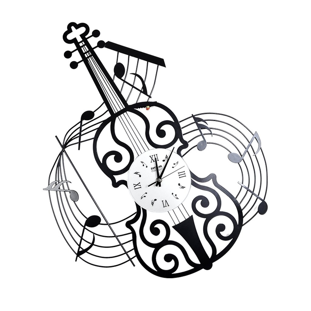 Stylish Violin Wall Clock - Silent Decorative Music-Themed Iron Clock for Home & Office Decor | Perfect for Living Room, Bedroom, and Studio