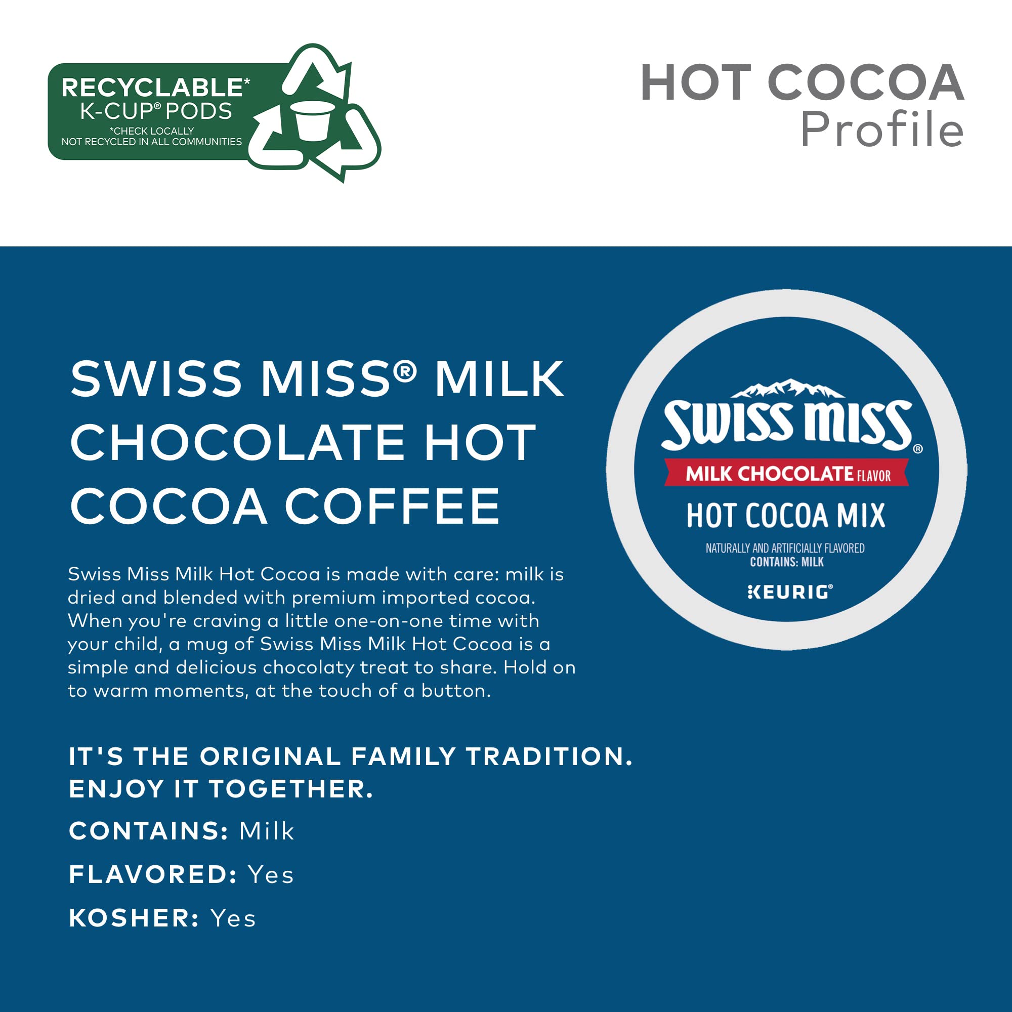 Swiss Miss Milk Chocolate Hot Cocoa K-Cup Pods for Keurig - 44 Count Single Serve Coffee Maker - Rich & Creamy Instant Hot Chocolate Drink - Perfect for Winter Mornings, Office Breaks & Cozy Evenings