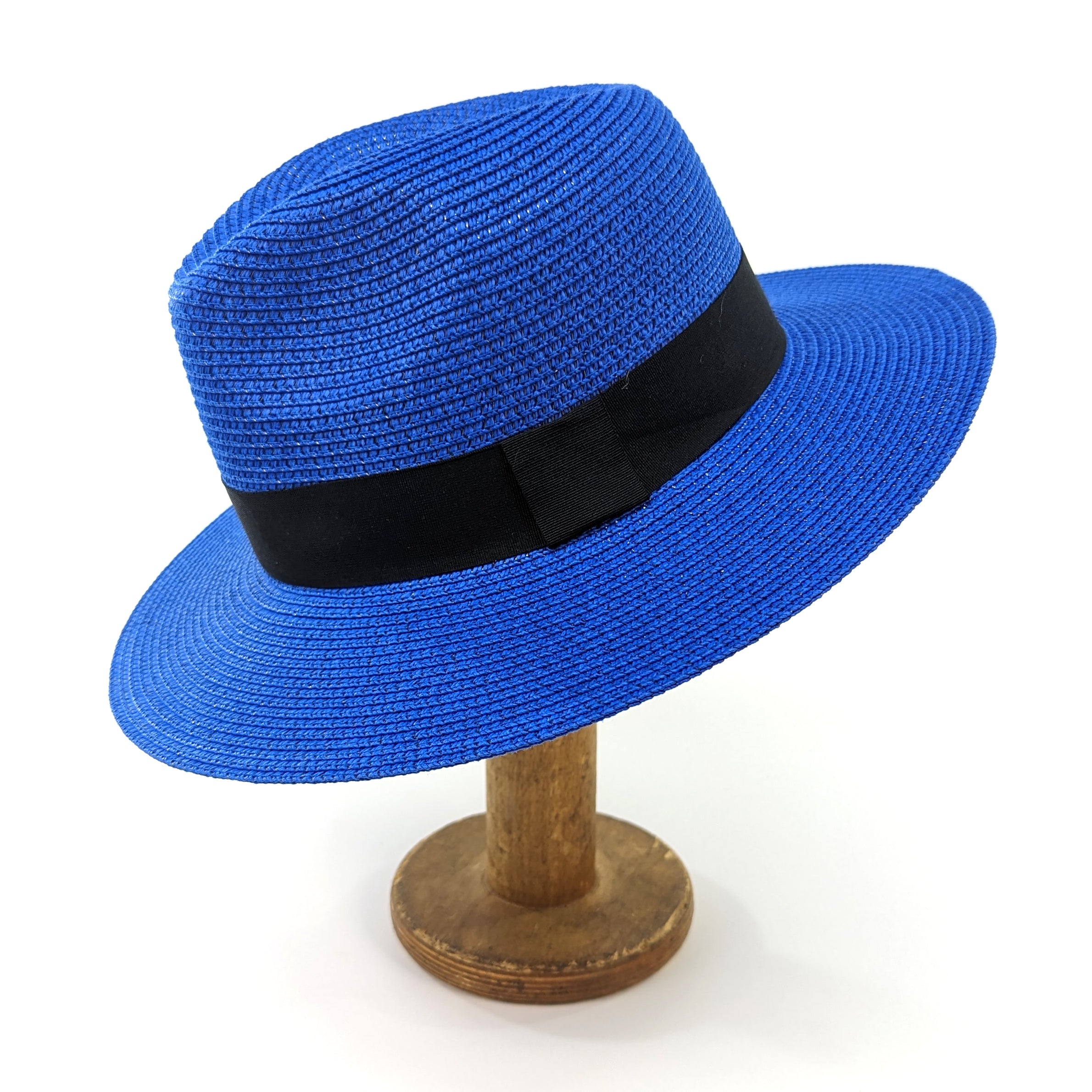 Folding Panama Style Travel Sun Hat for Women & Men – Deep Blue & Black (57cm) – UV Protection, Wide Brim, Packable for Beach, Hiking, and Outdoor Activities