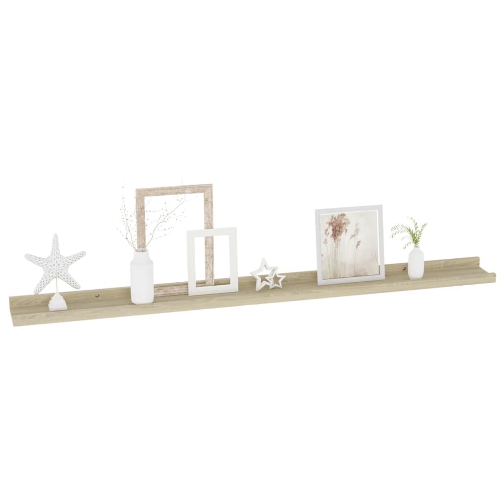 vidaXL Wall-Mounted Shelf Set in Sonoma Oak - Pair of Decorative & Functional MDF Wall Shelves for Home Storage & Display, Brown, Modern Design - Perfect for Living Room, Bedroom & Office Organization