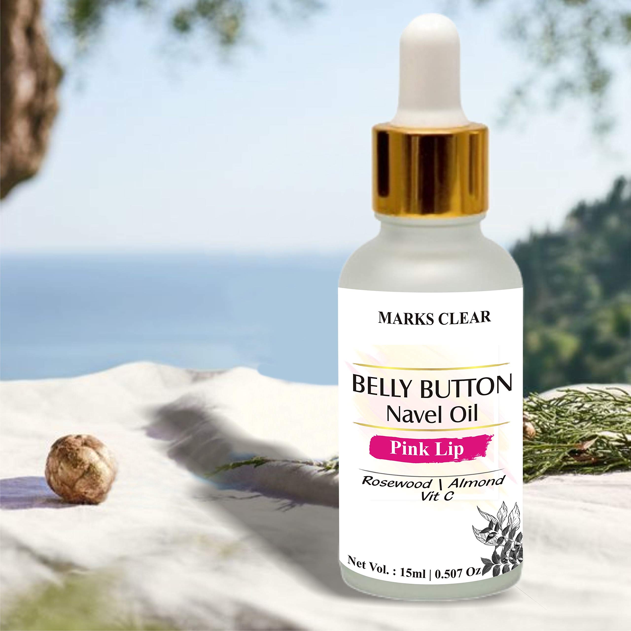 Zenvista Natural Belly Button Navel Oil for Pink Lips & Soft Skin - Almond, Sunflower, Rosewood, Olive & Vitamin E (15ml) | Lip Care & Beauty Treatment for Chapped Lips, Dry Skin & Natural Lip Tint | Perfect for Daily Beauty Routine & Ayurvedic Self-Care