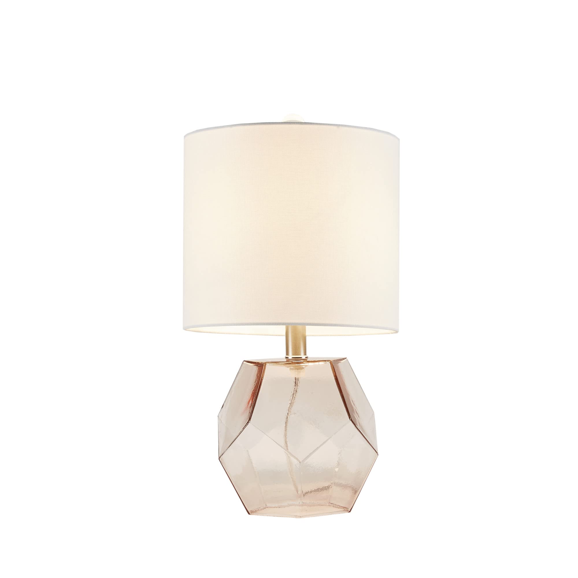 510 Design Bella Glass Table Lamp with Cotton Blend Fabric Shade - 60W Bedside Nightstand Light with Rotary Switch & 60