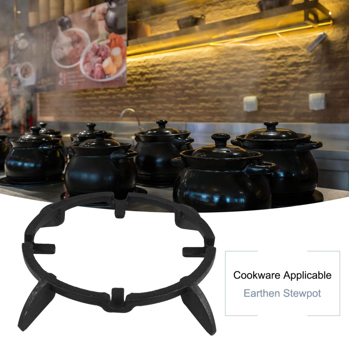 Non-Slip Black Cast Iron Stove Trivets - Heavy Duty Wok Support Ring & Cooktop Pan Holder for Gas Stove - Perfect for Kitchen, Camping & Outdoor Cooking Accessories