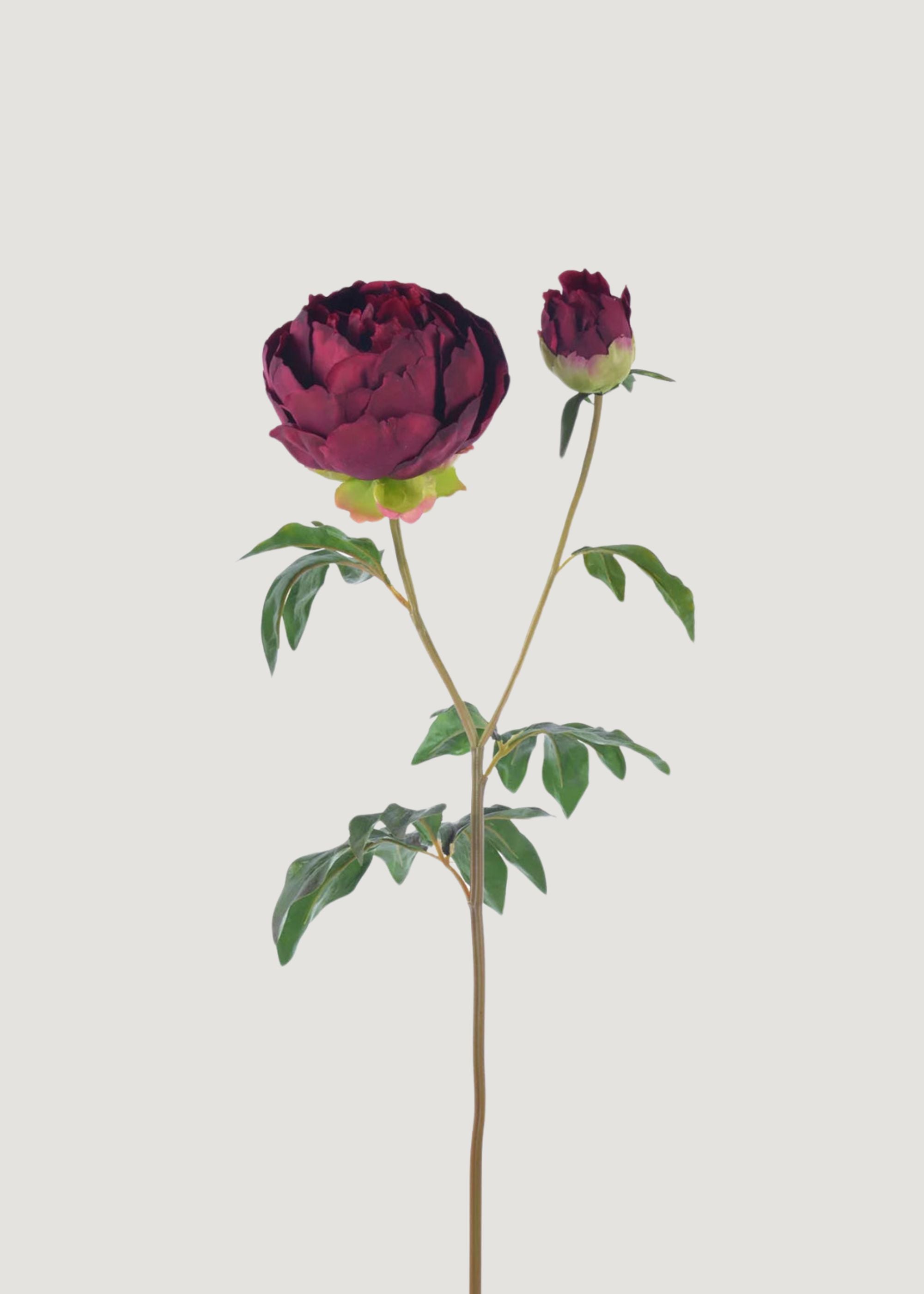 Burgundy Real Touch Peony Silk Flower Bouquet - 27