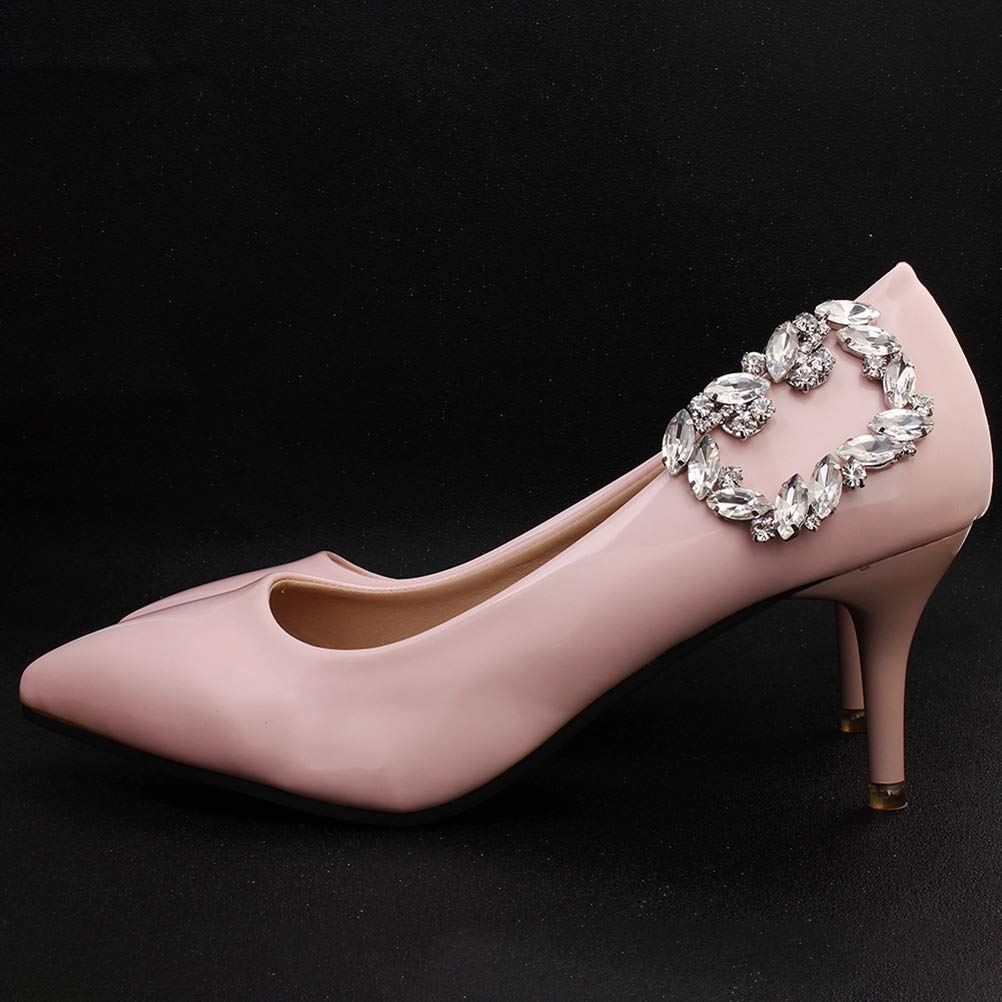 TENDYCOCO Fashion Crystal Shoe Buckle Rhinestone Shoe Clips - DIY Shoe Decor Accessories for Wedding Bride Women (Silver) | Perfect for Bridal Shoes, Prom, Evening Gowns & Special Occasions