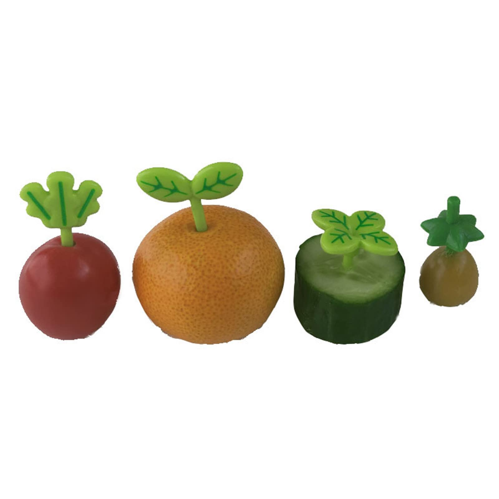 8-Piece Green Plant-Shaped Plastic Fruit Forks - Food Picks for Desserts, Appetizers & Party Snacks - Eco-Friendly Toothpicks for Fruit, Cheese & Charcuterie Boards