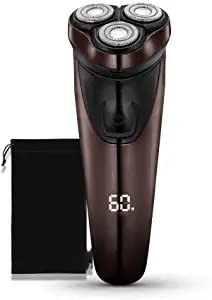 Rechargeable Waterproof Electric Shaver for Men - Wet/Dry Shaving Razor with Pop-up Trimmer & Time Display - Precise Facial & Neck Shaving - Perfect for Travel, Gym & Daily Grooming Routine