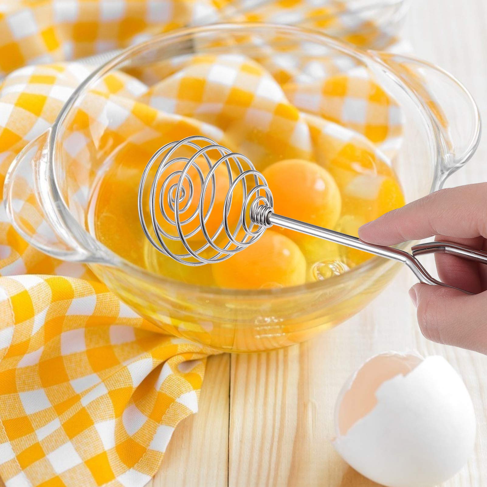 Hemoton 2-Pack Stainless Steel Egg Whisks - Square-Shank Kitchen Stirring Tools for Baking, Cooking & Mixing Eggs, Flour, Cream - Perfect for Home Bakers & Professional Chefs