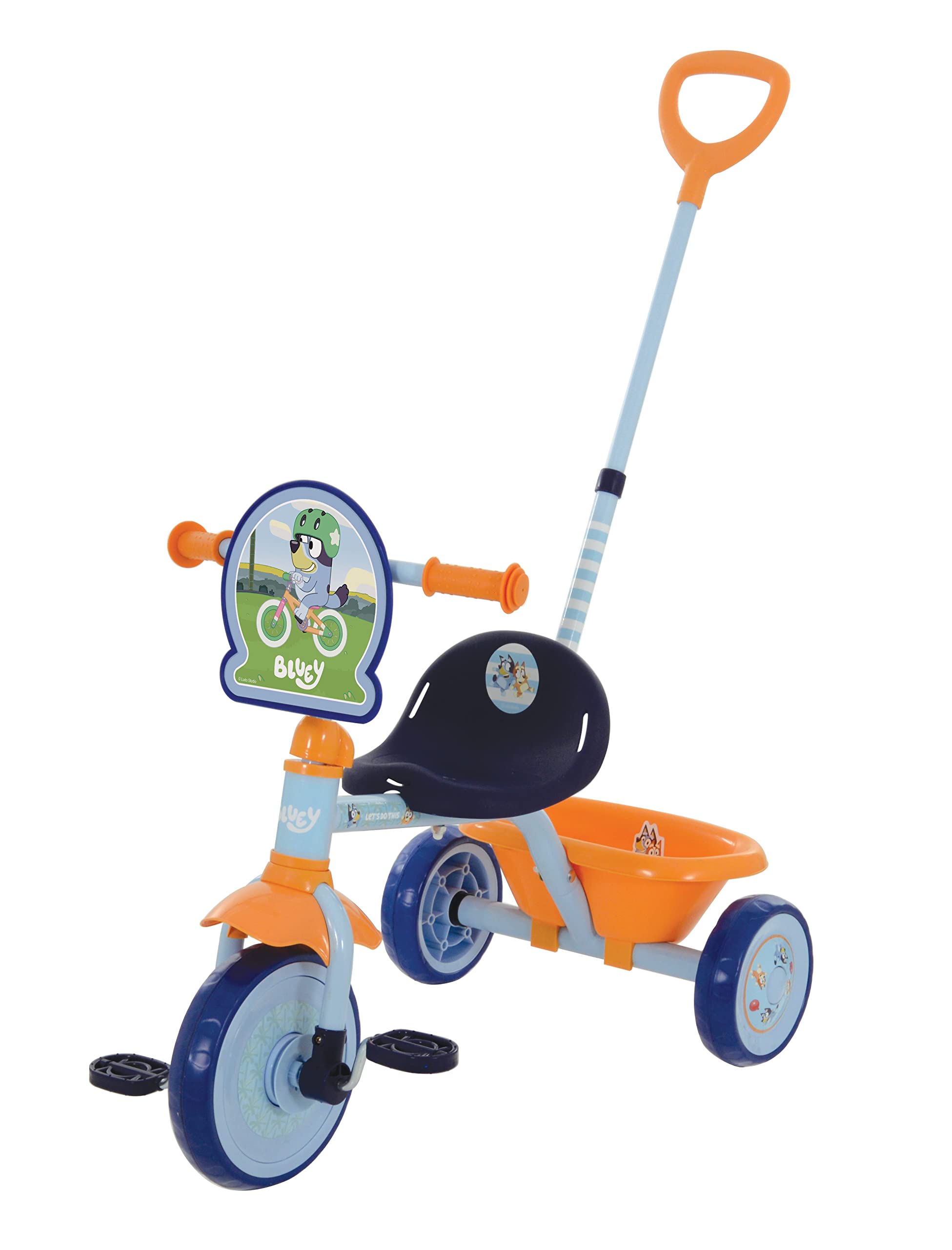 Bluey First Ride-On Trike for Kids Ages 2+ | Adjustable Handle, Easy-Switch Pedal Clutch, Puncture-Proof Tires & Steel Frame | Licensed Ride-On Toy with Front Mudguard & Rear Storage | Perfect for Outdoor Play, Backyard Fun & Preschool Learning Activities